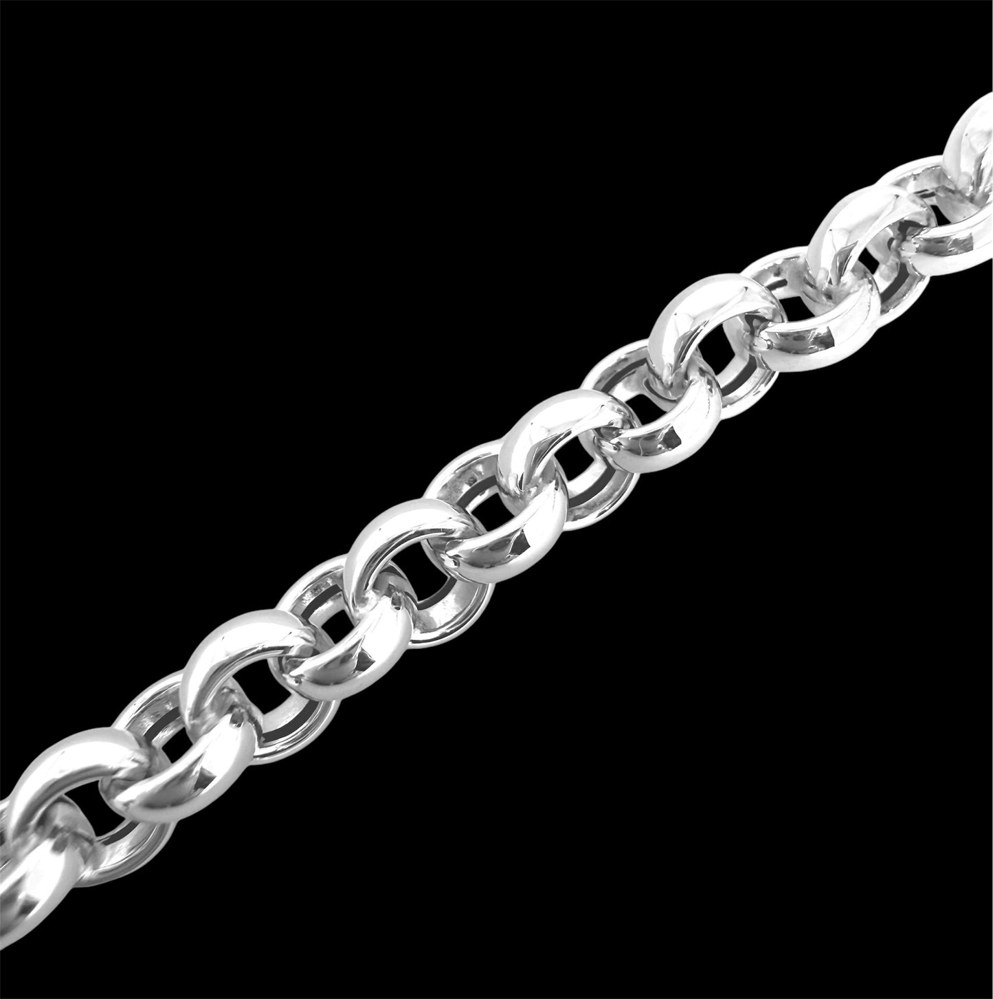 14K Solid White Gold Rolo Chain Bracelet