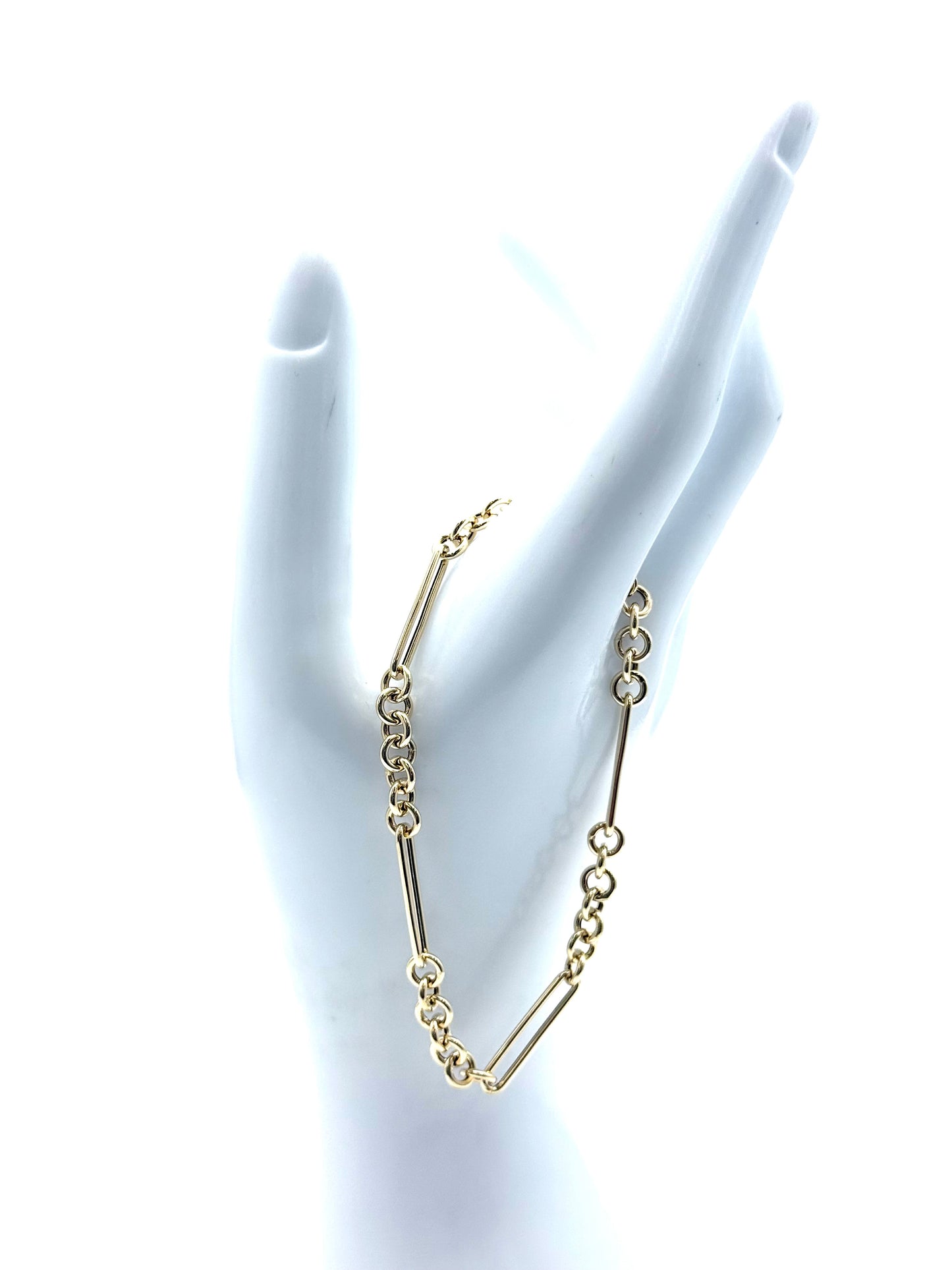 14K Solid Gold Paperclip Rolo Chain Bracelet