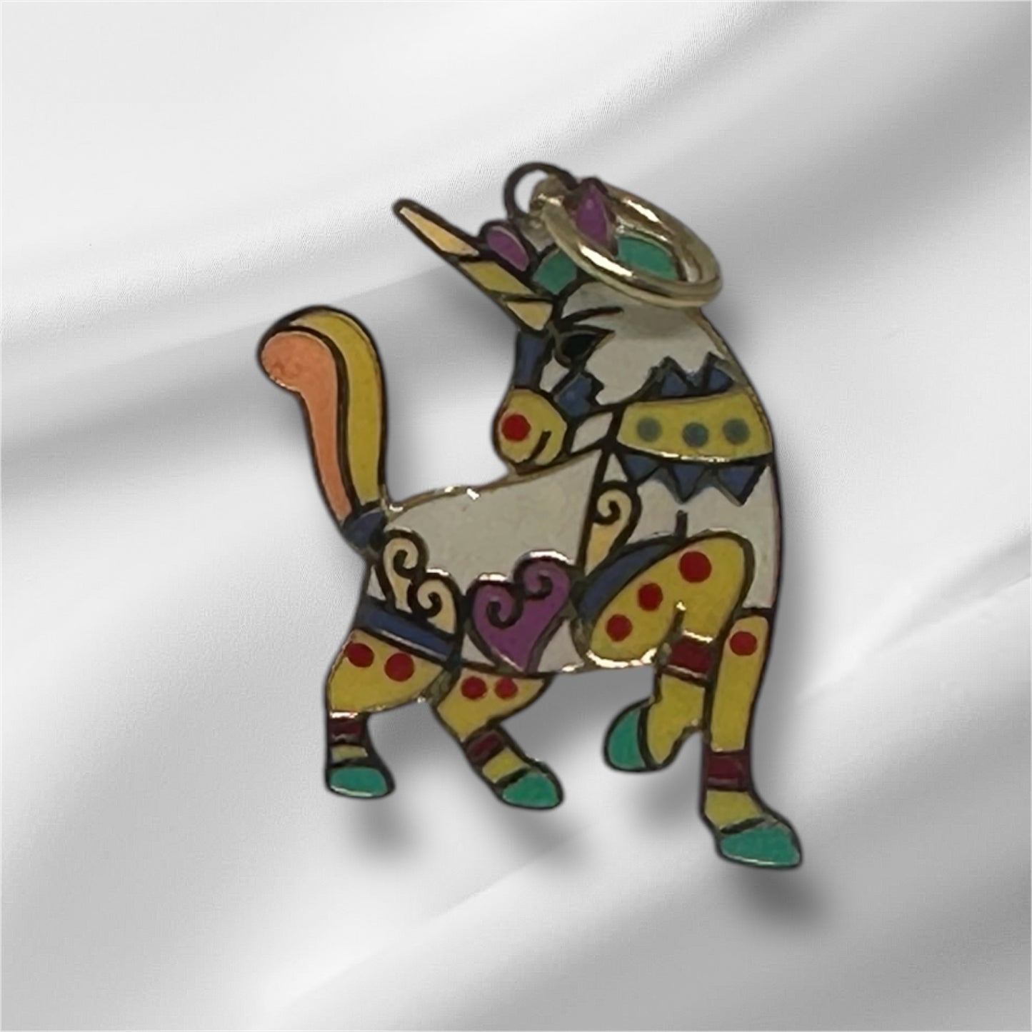 14K Solid Gold Enamel Unicorn Pendant