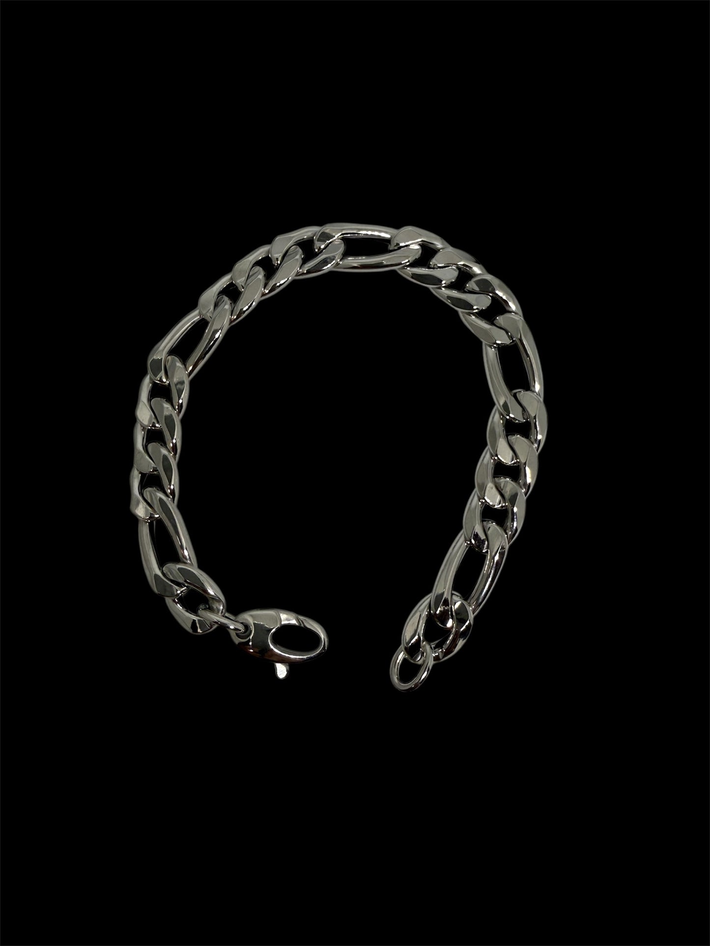 14K Solid White Gold Figaro Chain Bracelet