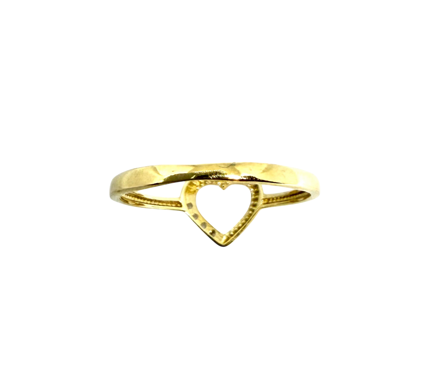 14K Solid Gold Heart Outline with Zirconia Accent Ring