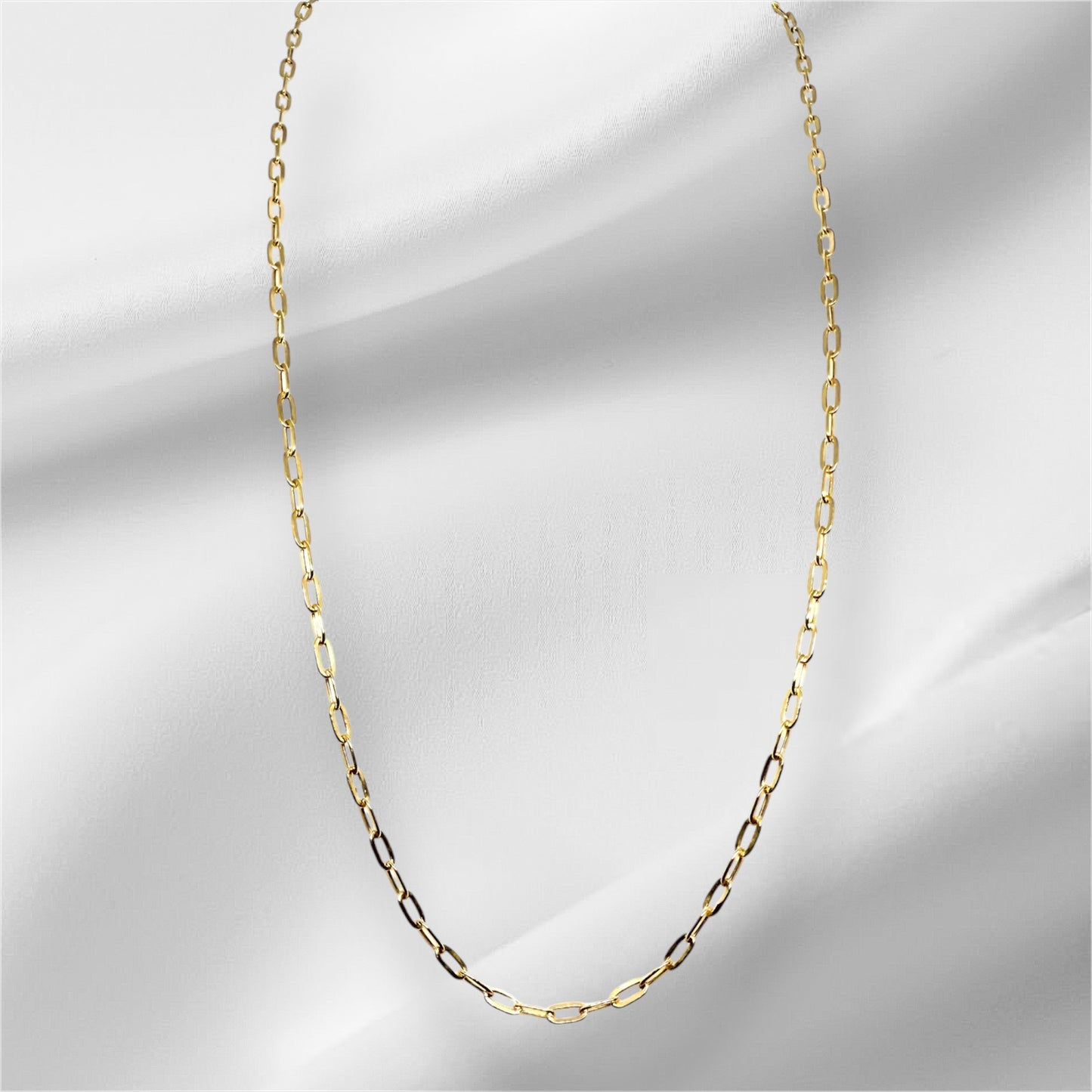 14K Solid Gold Paper clip Chain Necklace