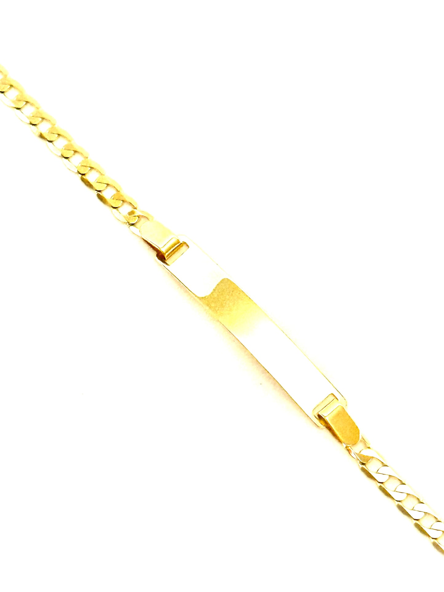 14K Solid Gold Flat Cuban Link Chain ID Bracelet (Free Engraving)