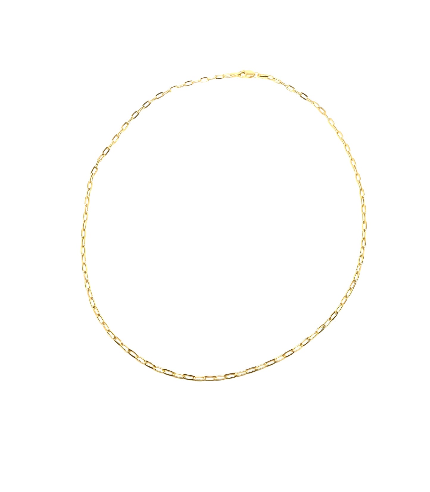 14K Solid Gold Paper clip Chain Necklace