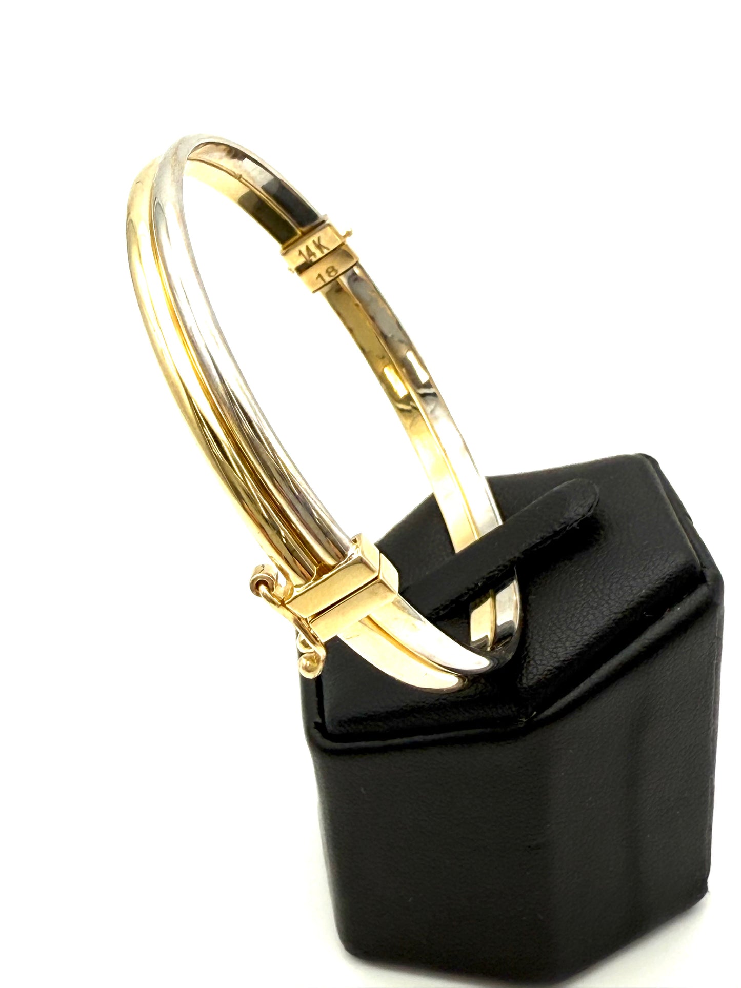 14K Solid Gold Two Tone Bangle
