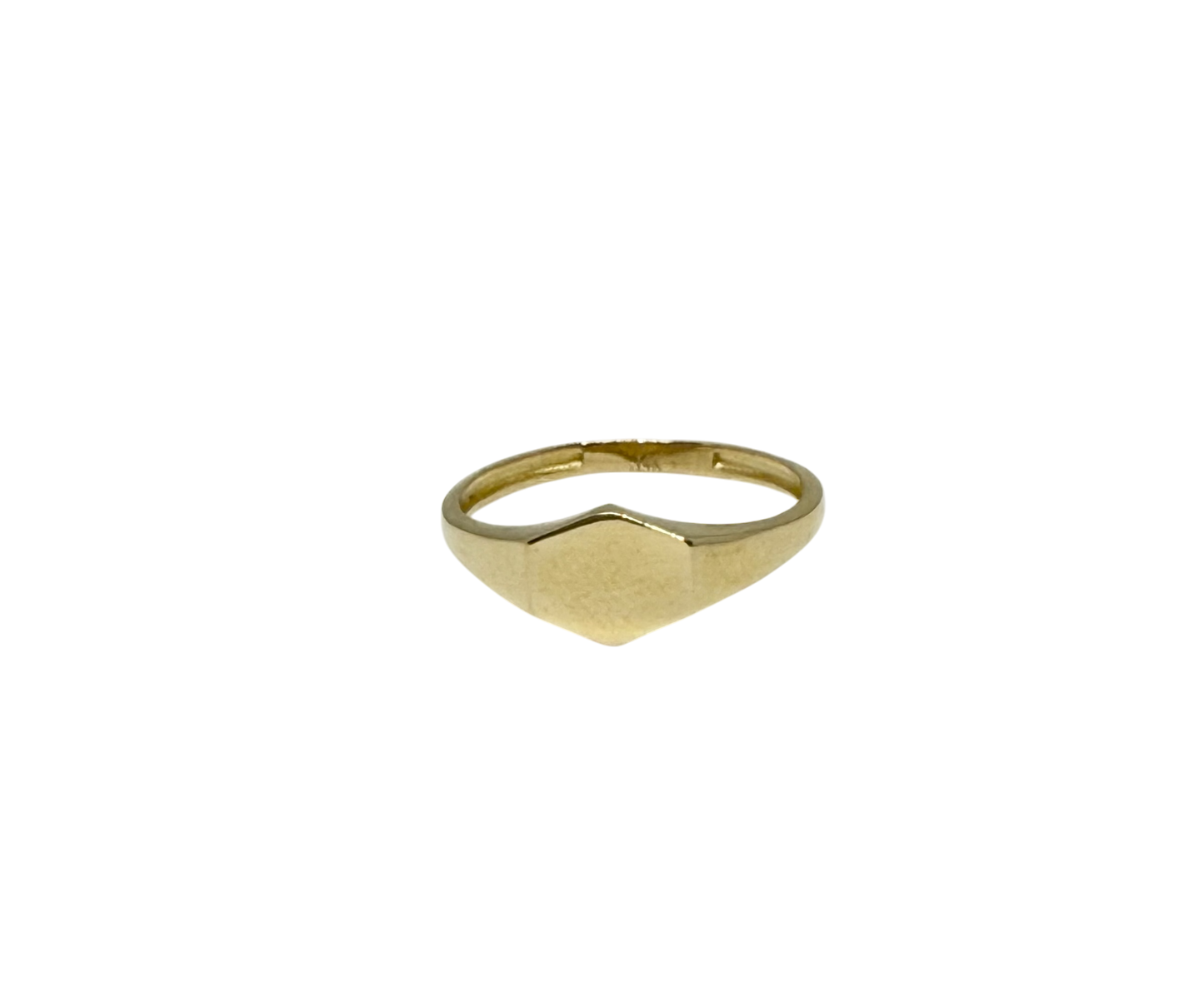 14K Solid Gold Hexagon Signet Ring