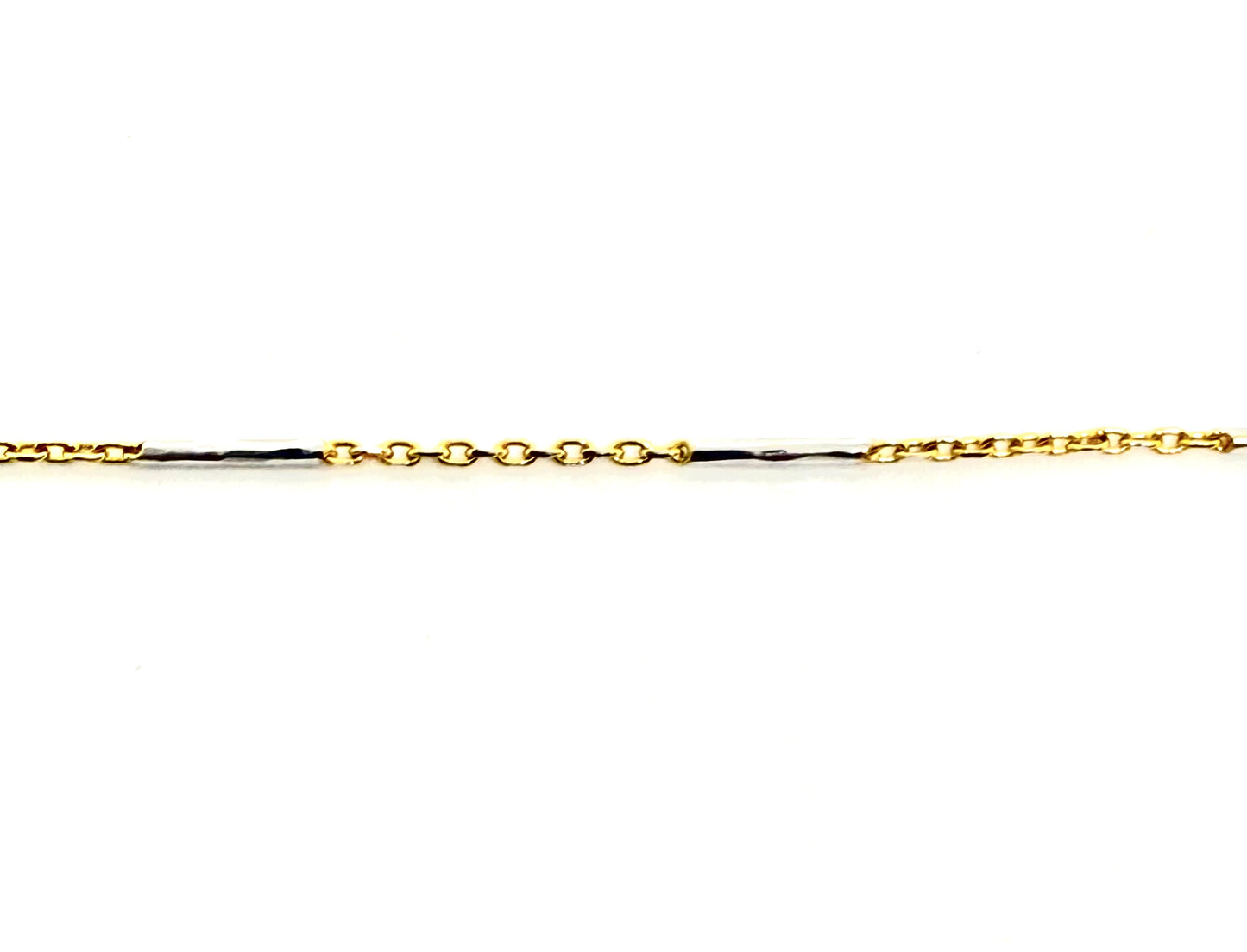 14K Solid Gold Two Tone Tube Cable Chain necklace
