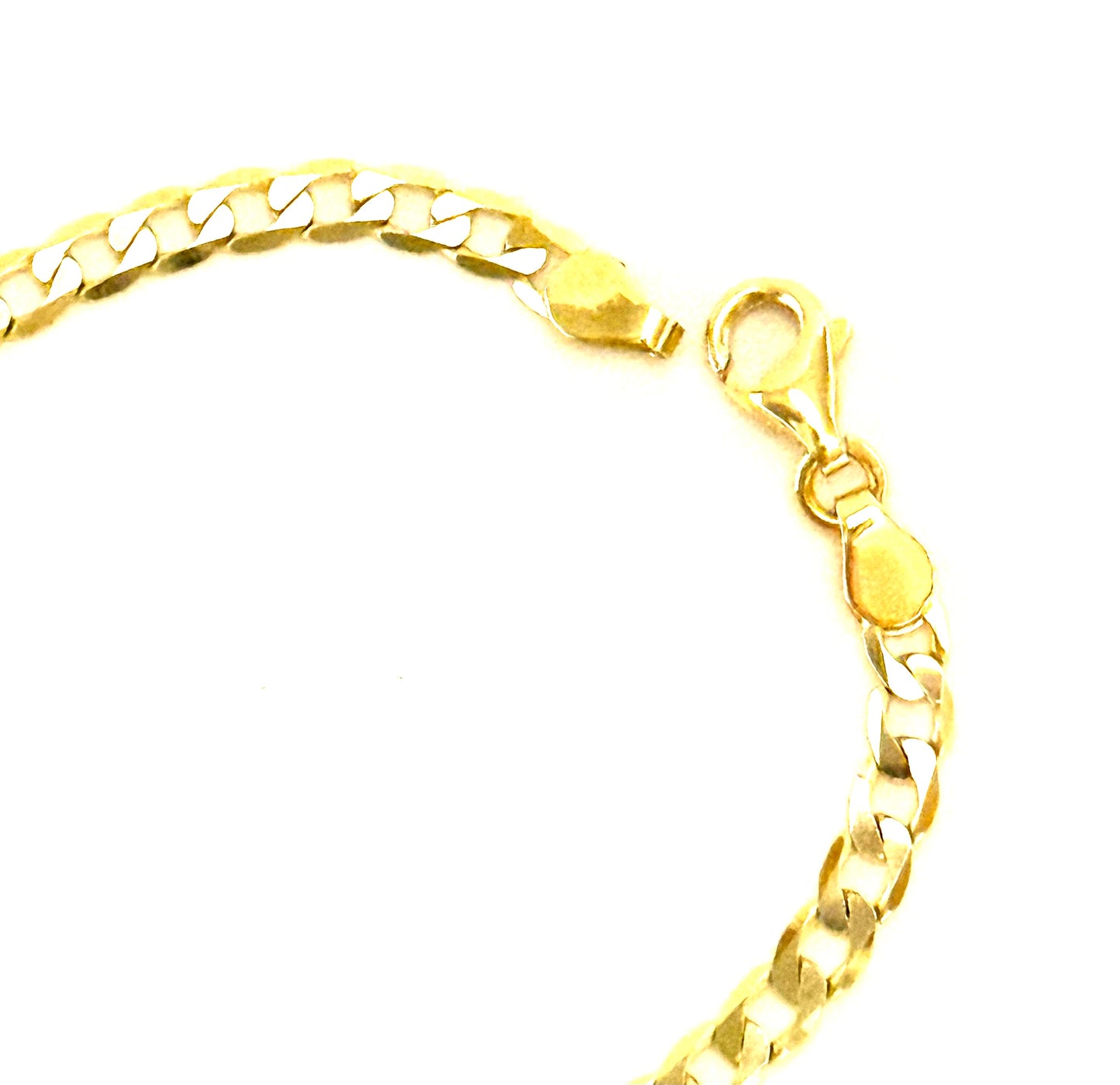 14K Solid Gold Flat Cuban Link Chain ID Bracelet (Free Engraving)