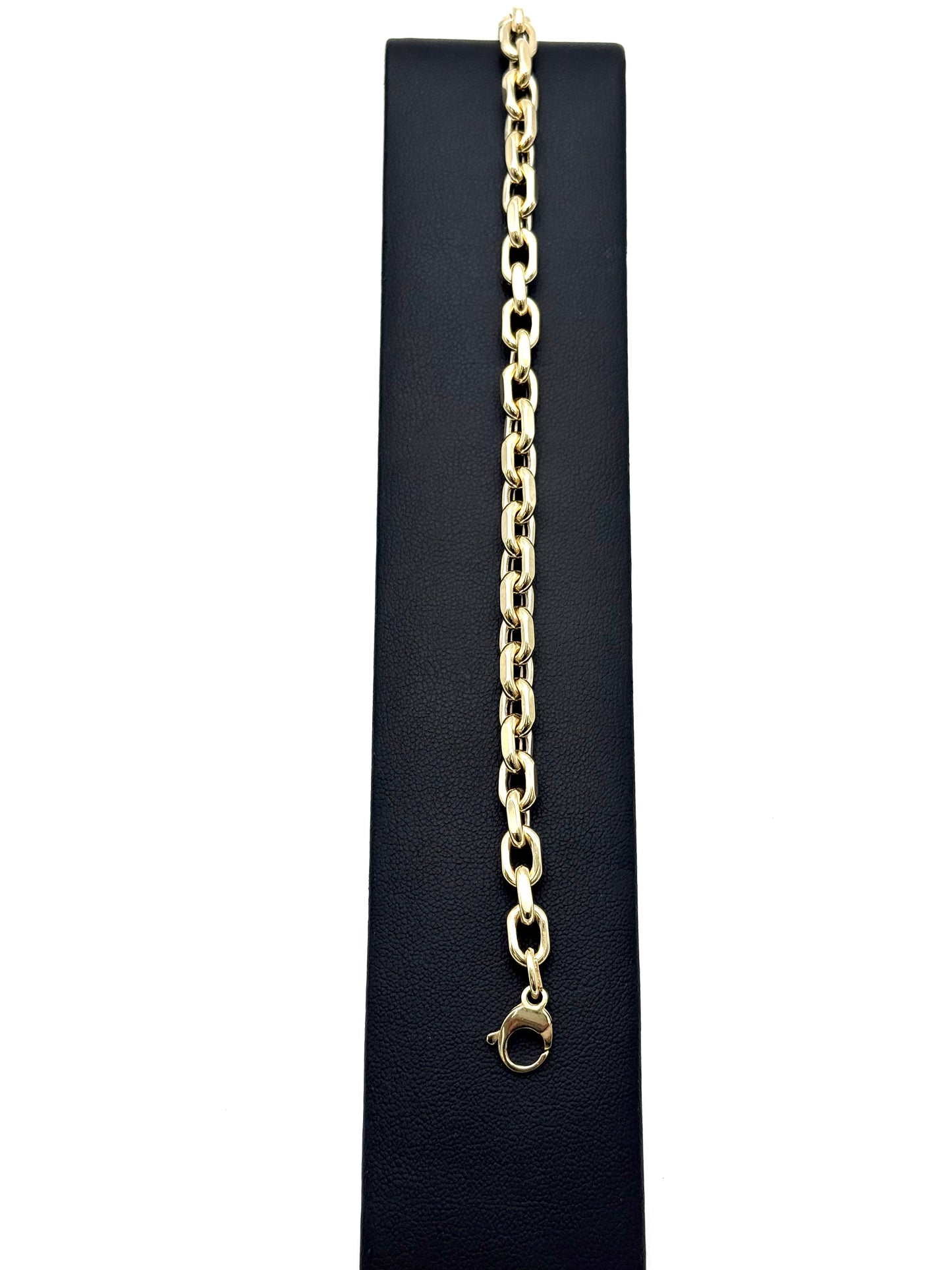 14K Solid Gold Thick Flat Cable Chain Bracelet