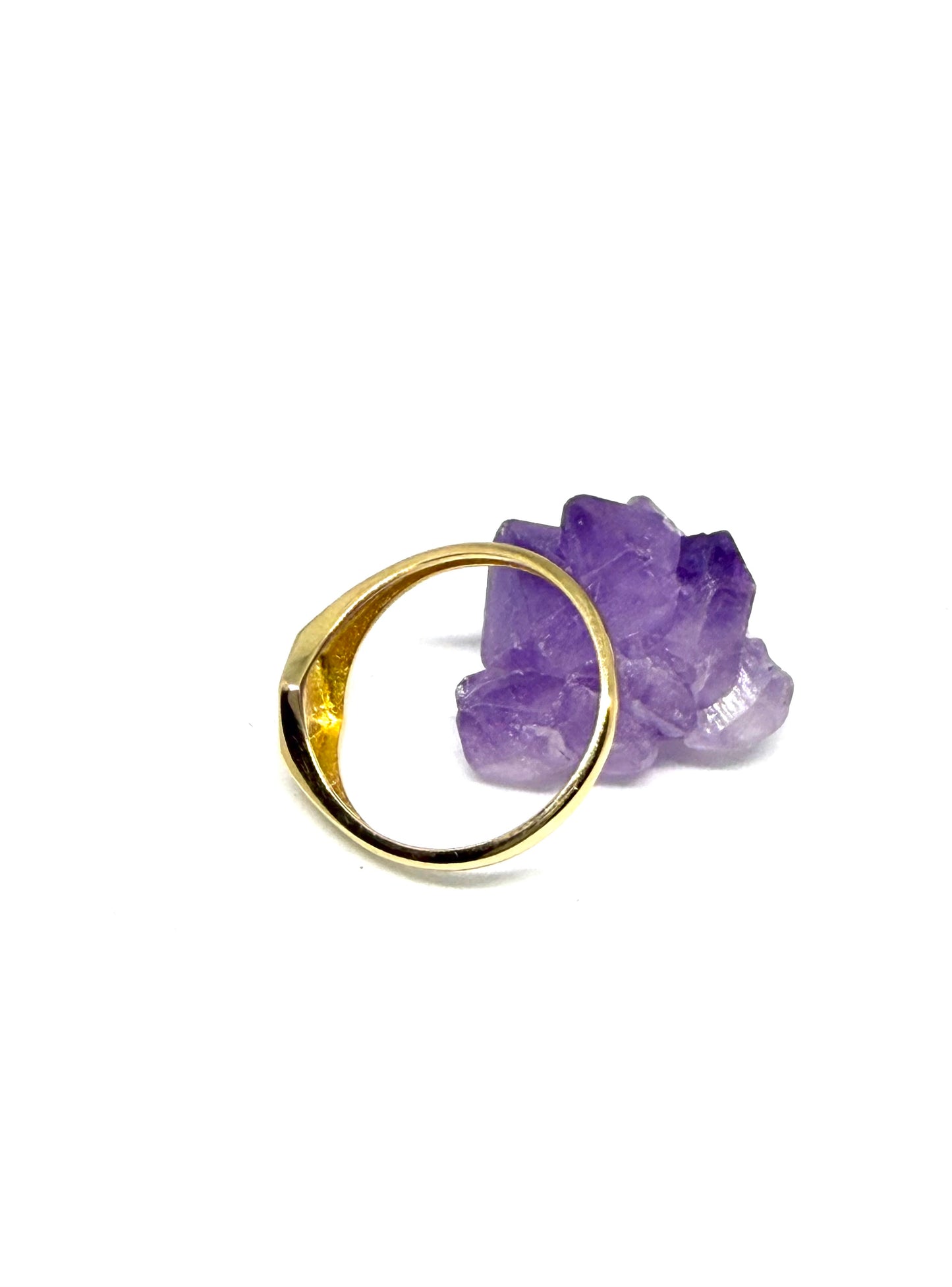 14K Solid Gold Hexagon Signet Ring