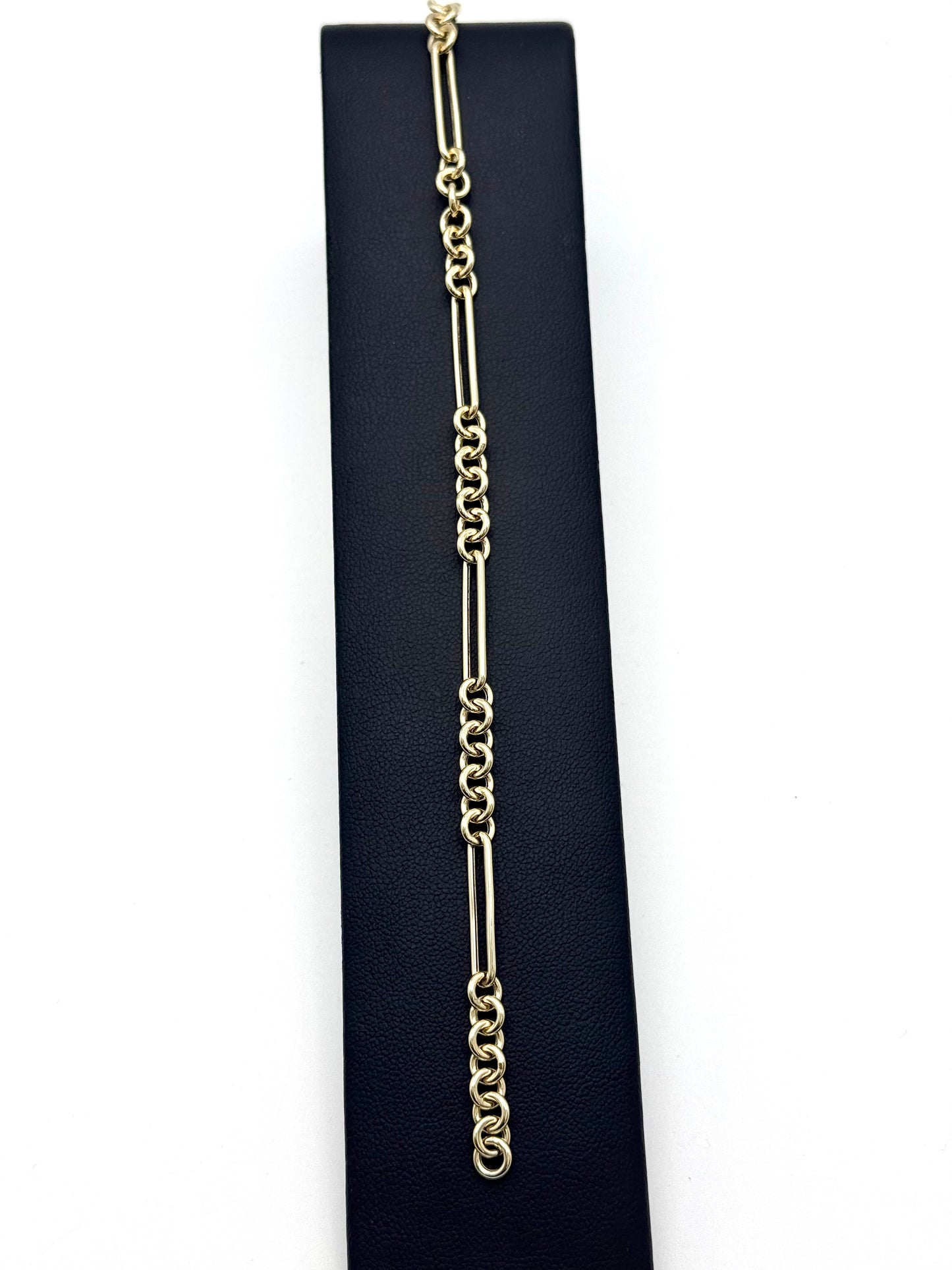 14K Solid Gold Paperclip Rolo Chain Bracelet
