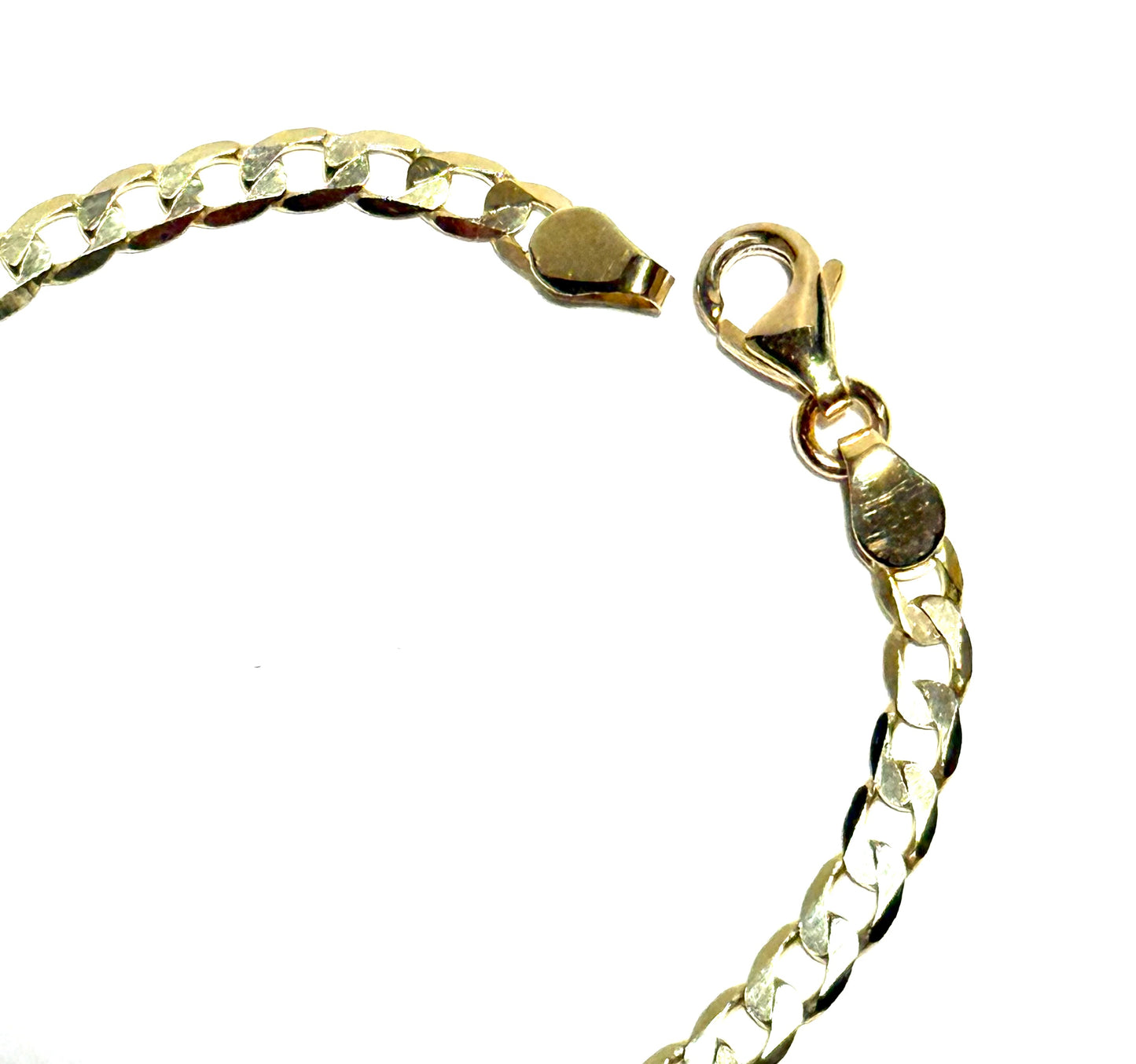 14K Solid Gold Flat Cuban Link Chain ID Bracelet (Free Engraving)