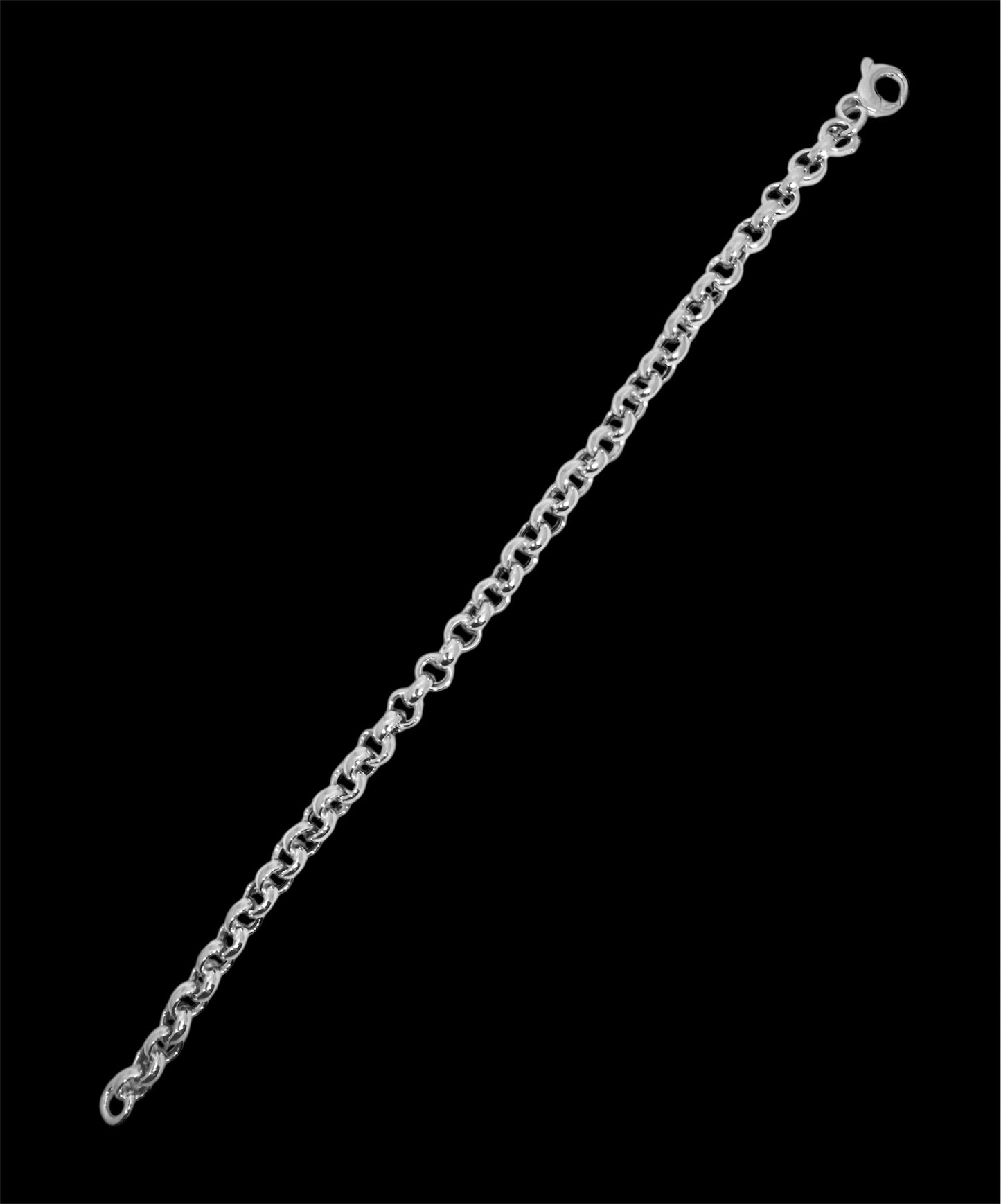14K Solid White Gold Rolo Chain Bracelet