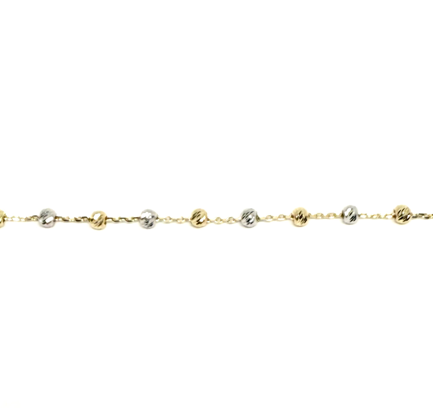 14K Solid Gold Cable Chain with Beads Necklace