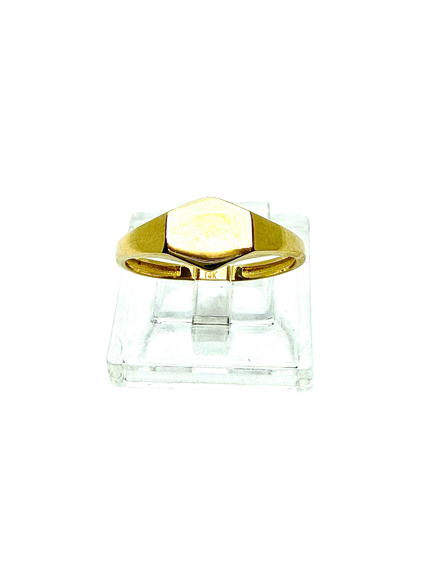 14K Solid Gold Hexagon Signet Ring