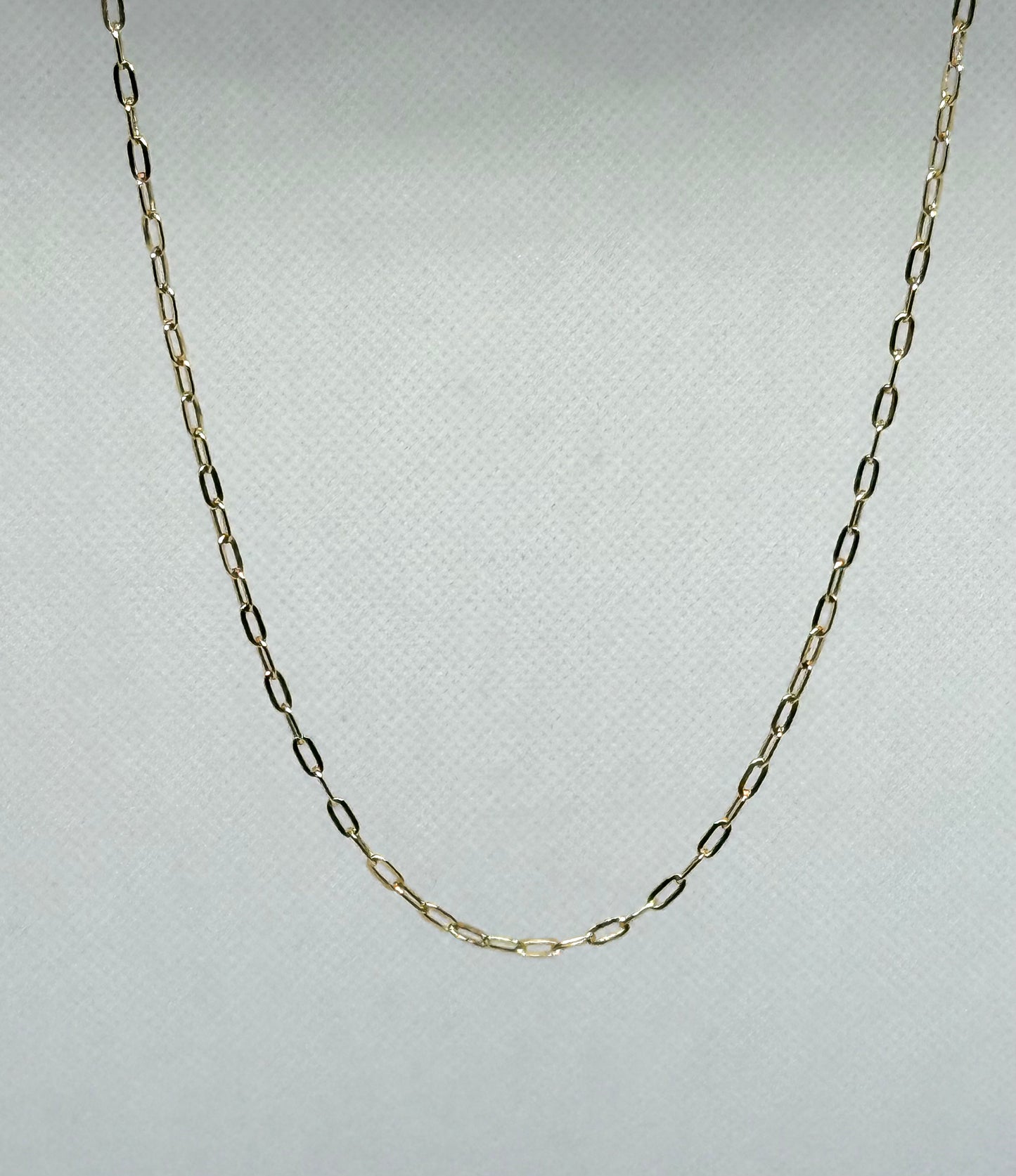14K Solid Gold Paper clip Chain Necklace