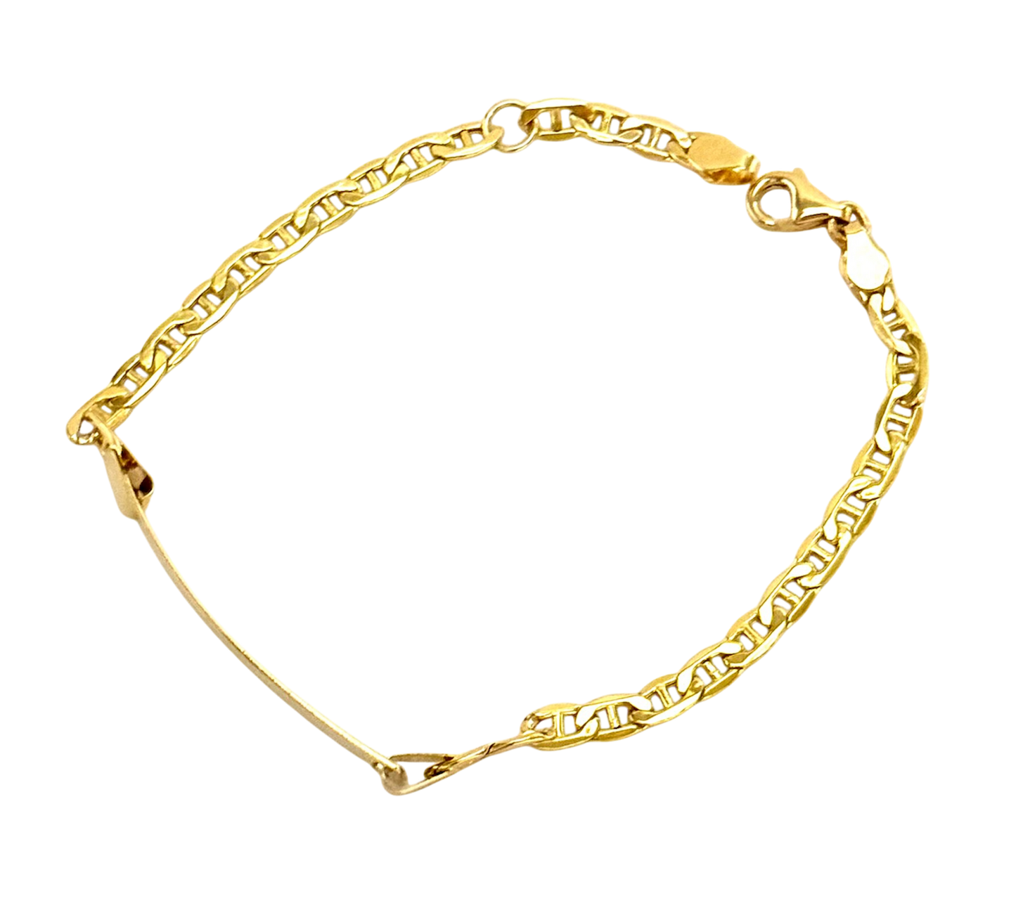 14K Solid Gold Mariner Chain ID Bracelet (Free Engraving)
