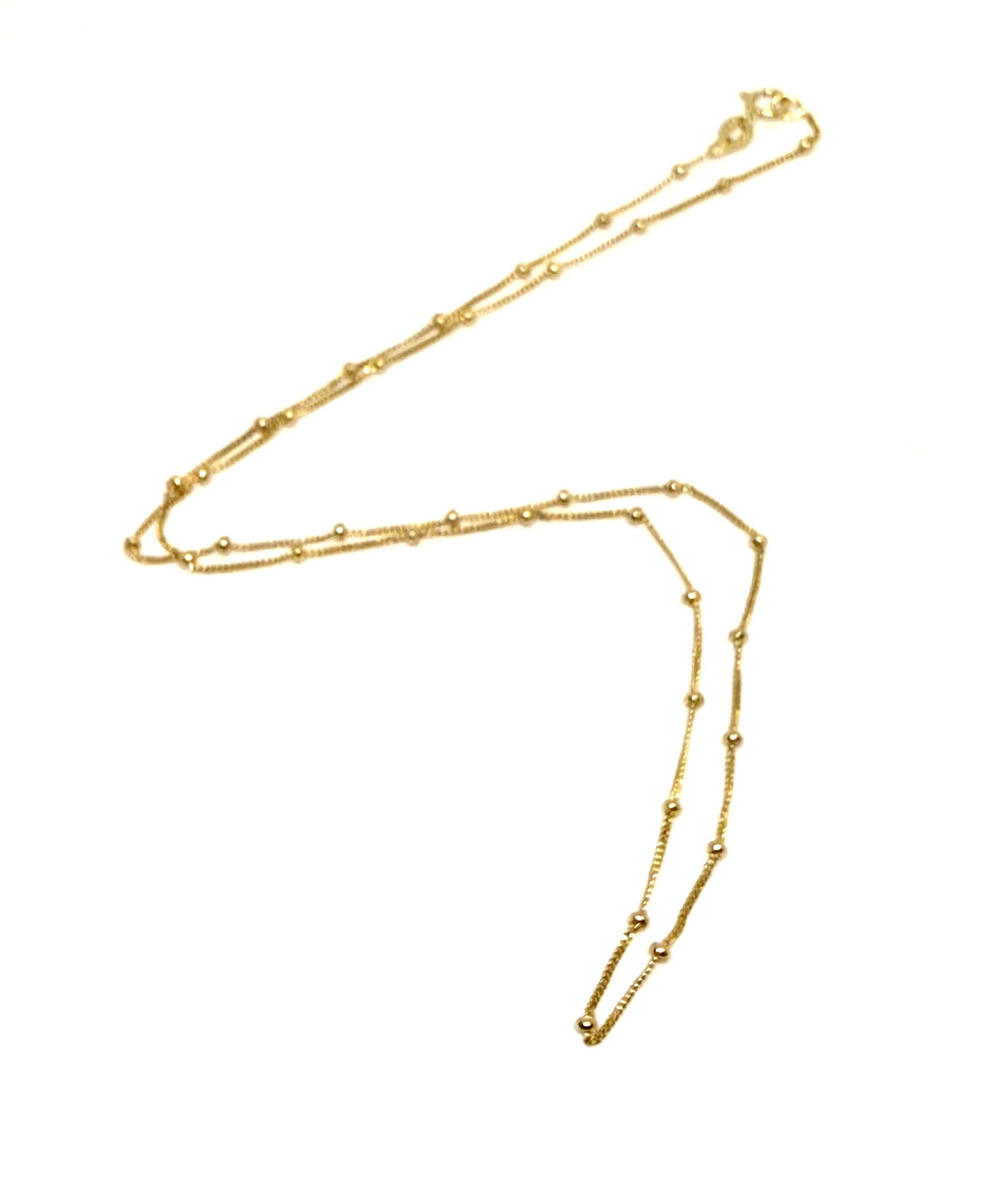 14K Solid Gold Satellite Chain with Beads Necklace