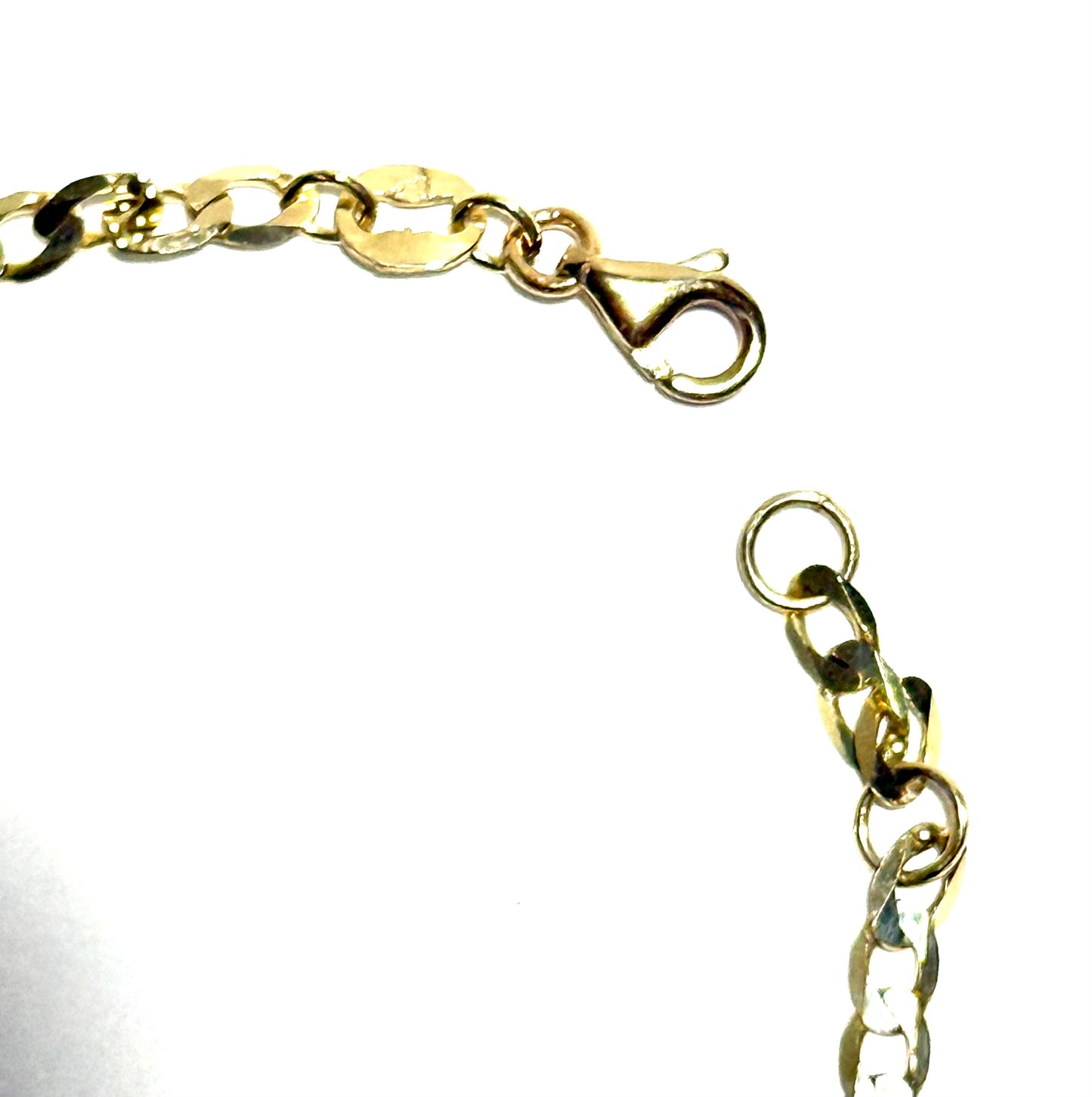 14K Solid Gold Flat Cuban Link Chain with Butterfly Accent ID Bracelet (Free Engraving)