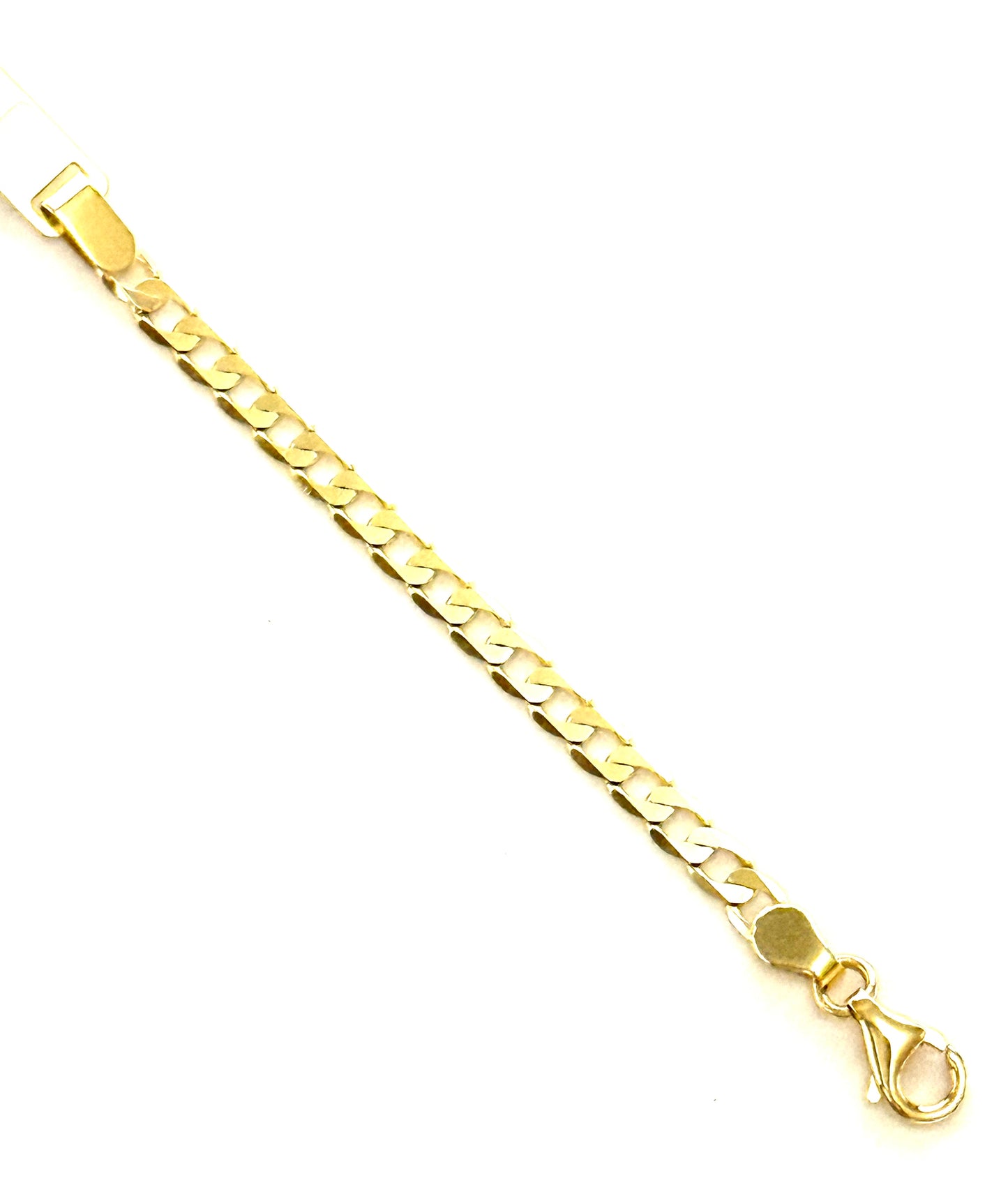14K Solid Gold Flat Cuban Link Chain ID Bracelet (Free Engraving)