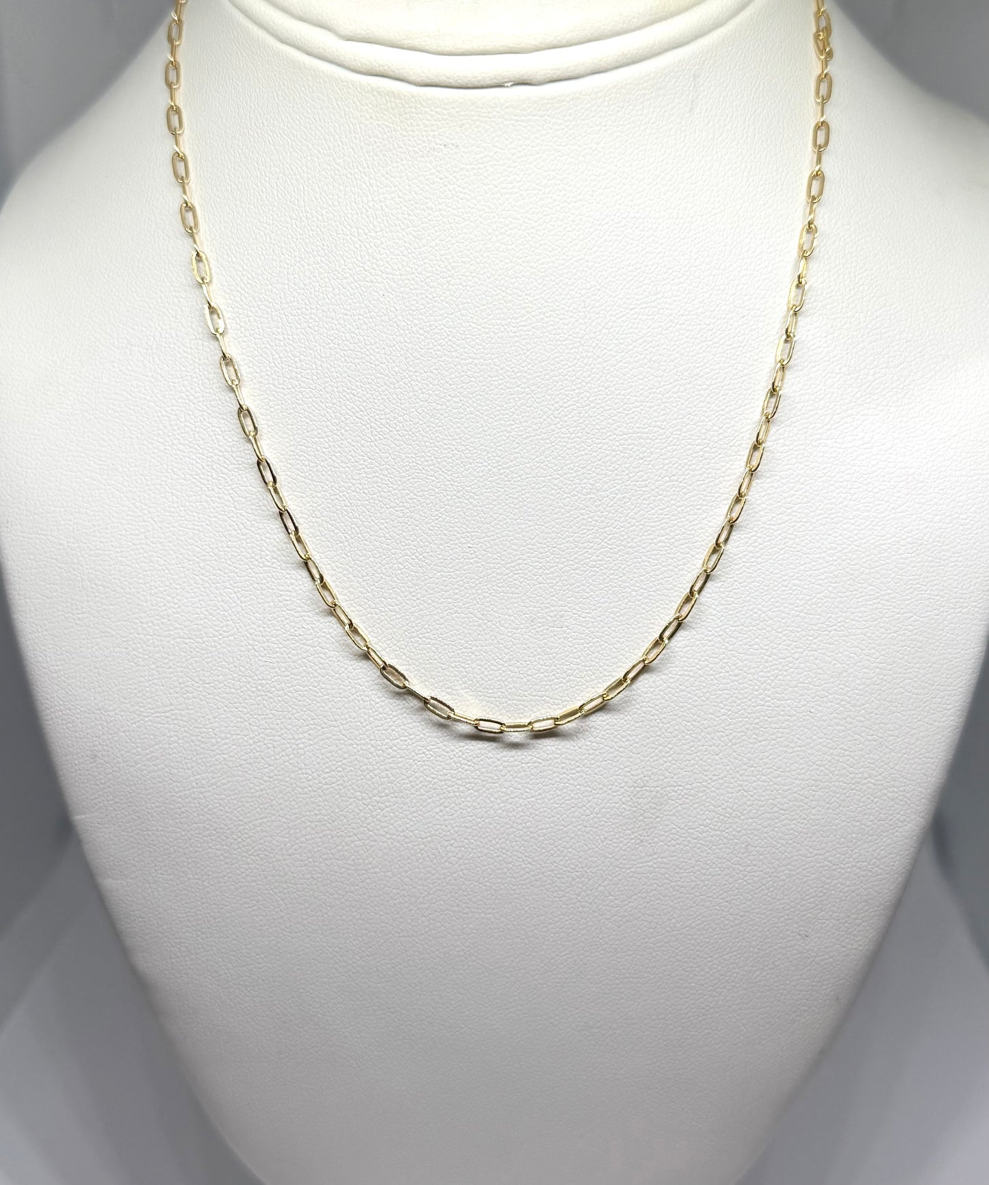 14K Solid Gold Paper clip Chain Necklace