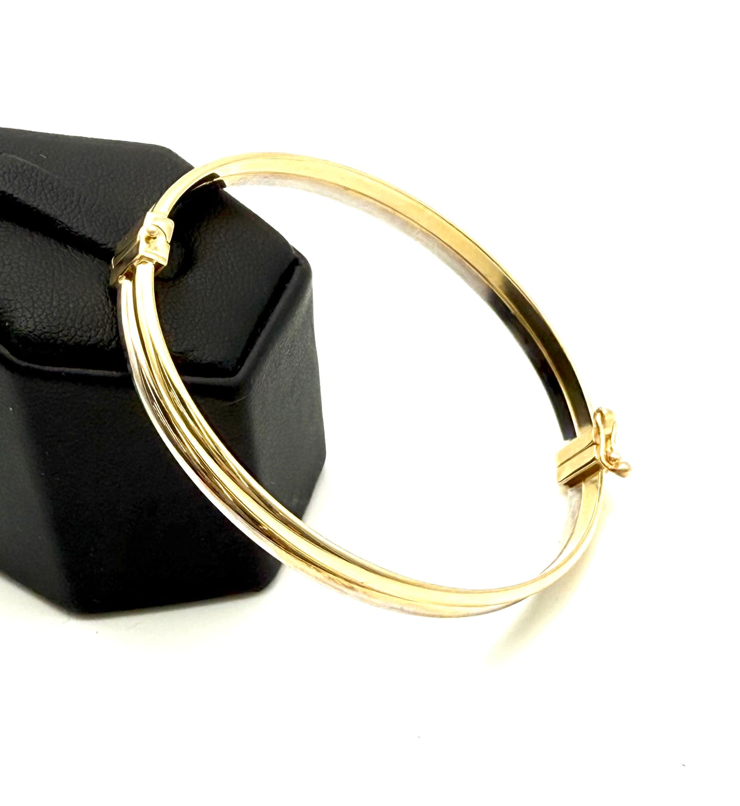 14K Solid Gold Two Tone Bangle