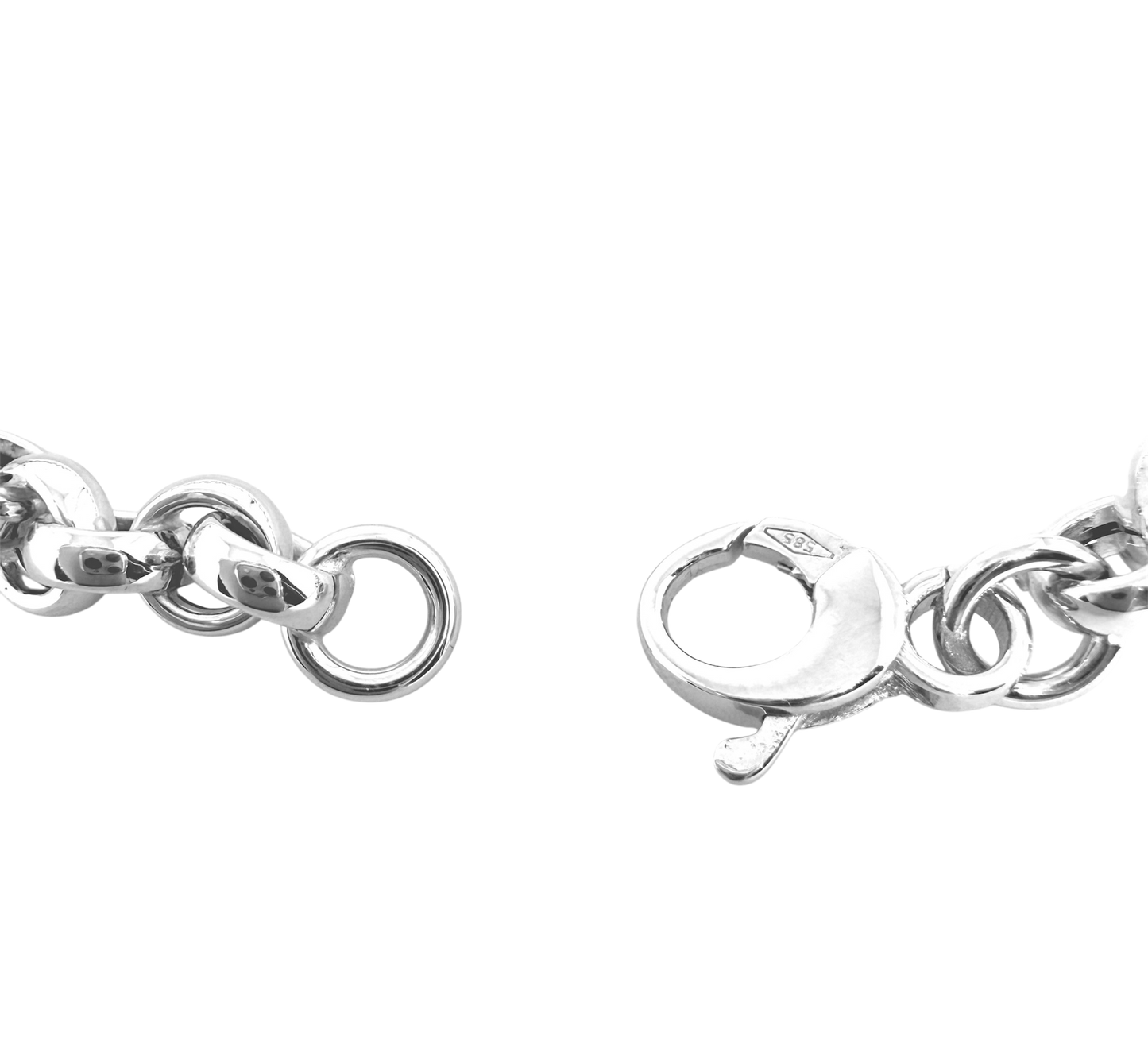 14K Solid White Gold Rolo Chain Bracelet