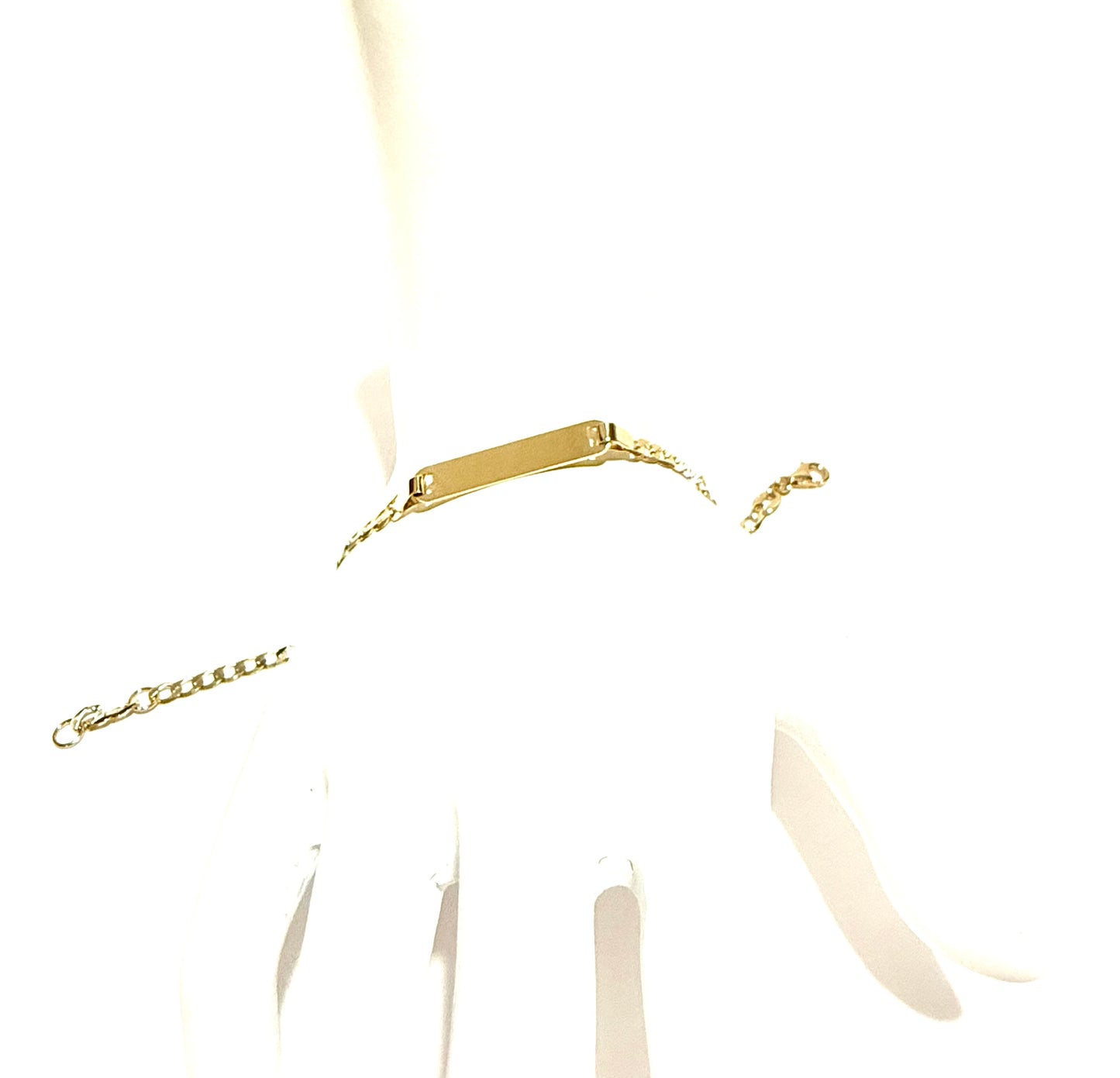 14K Solid Gold Flat Cuban Link Chan with Flower Outline Accent ID Bracelet (Free Engraving)
