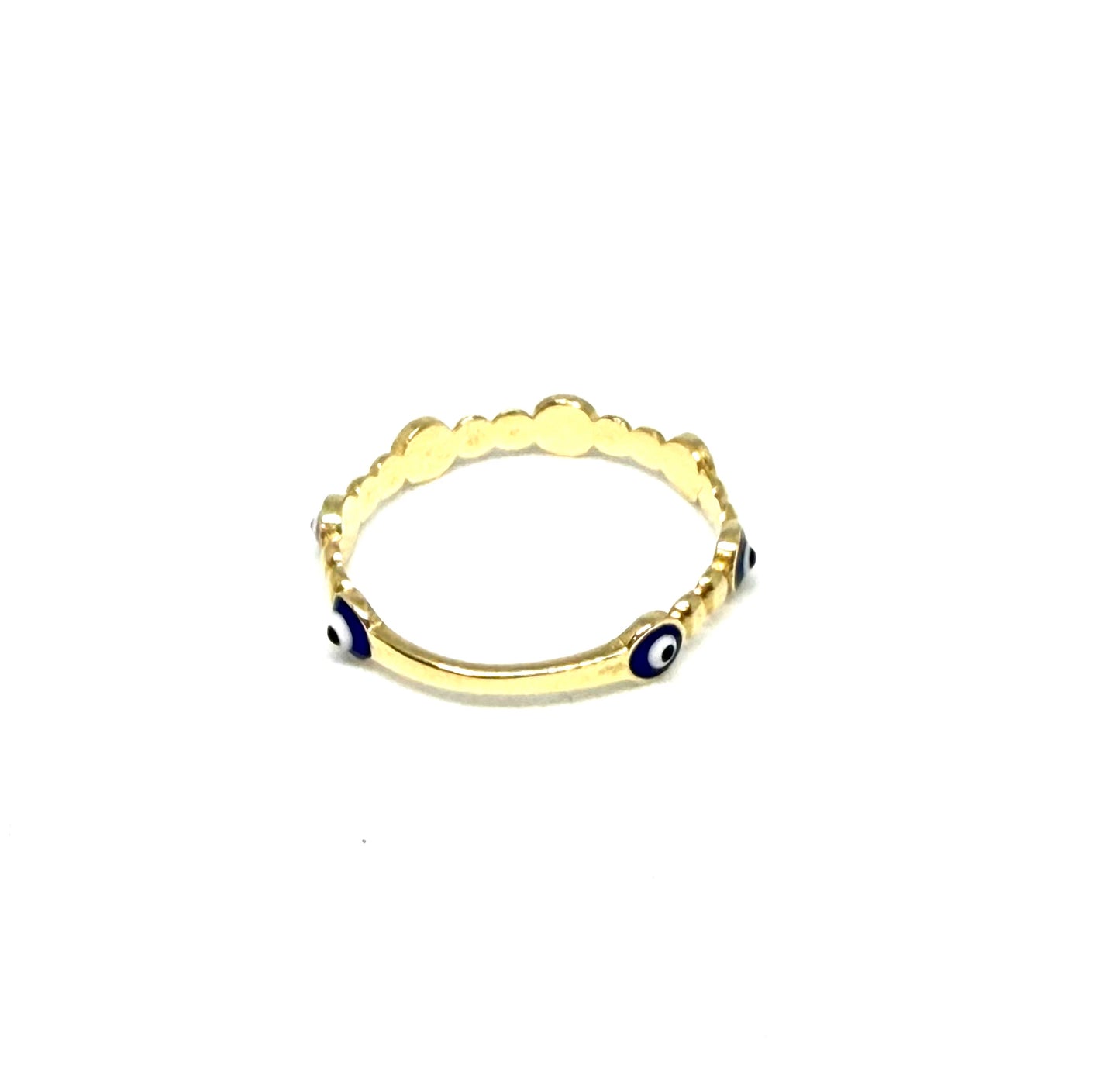 14K Solid Gold Evil Eye Ring