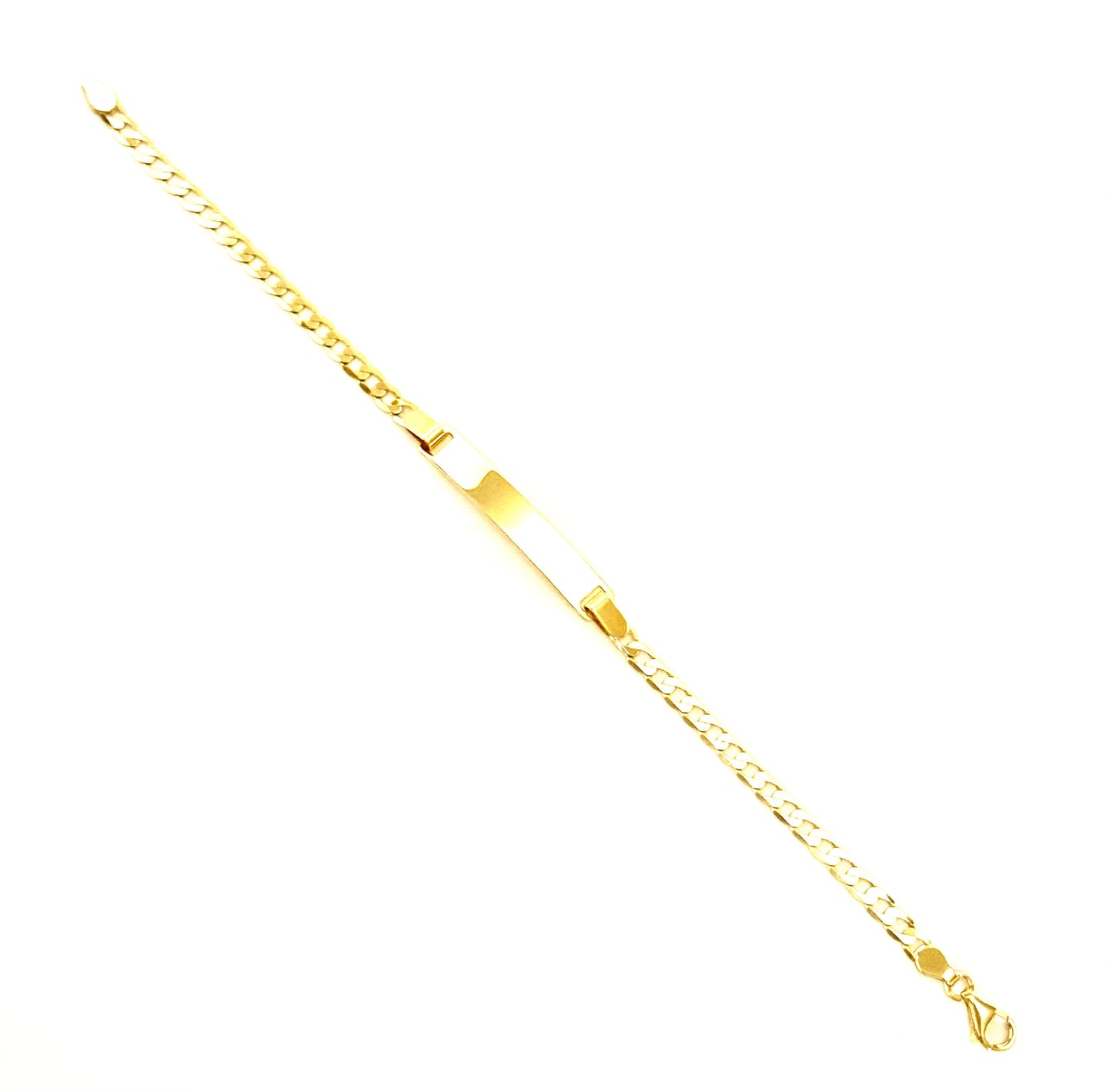 14K Solid Gold Flat Cuban Link Chain ID Bracelet (Free Engraving)