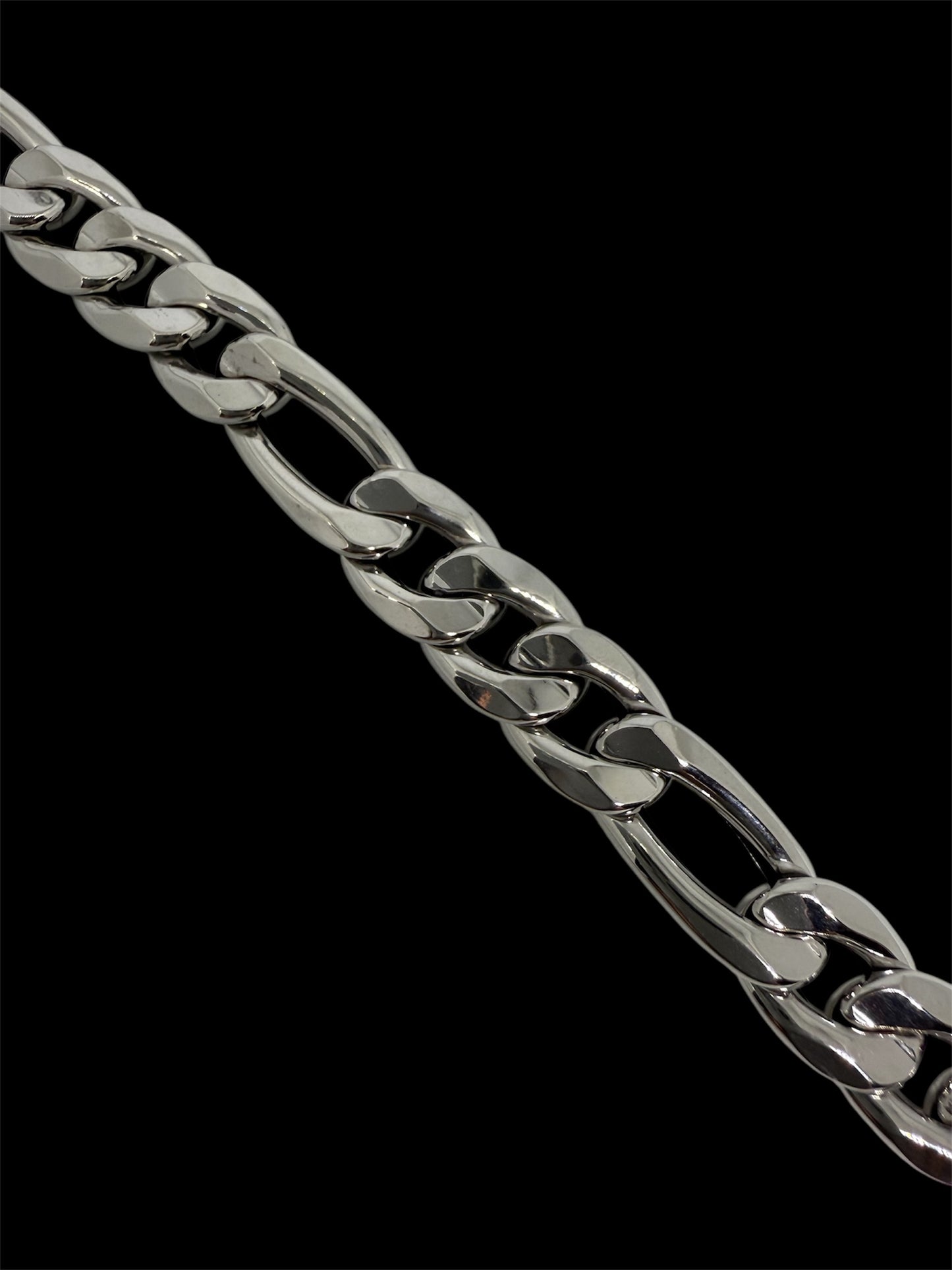 14K Solid White Gold Figaro Chain Bracelet