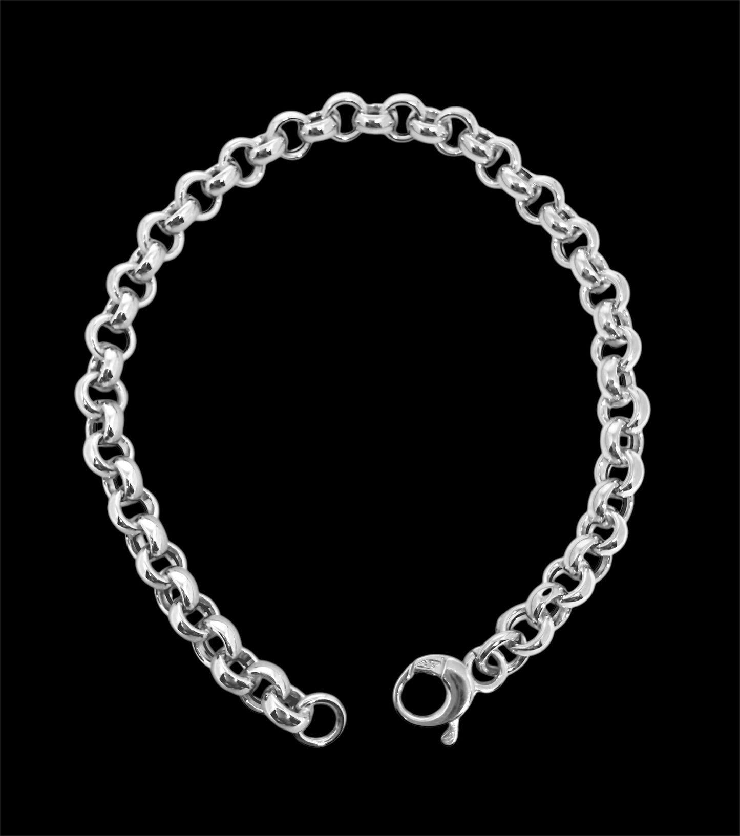 14K Solid White Gold Rolo Chain Bracelet