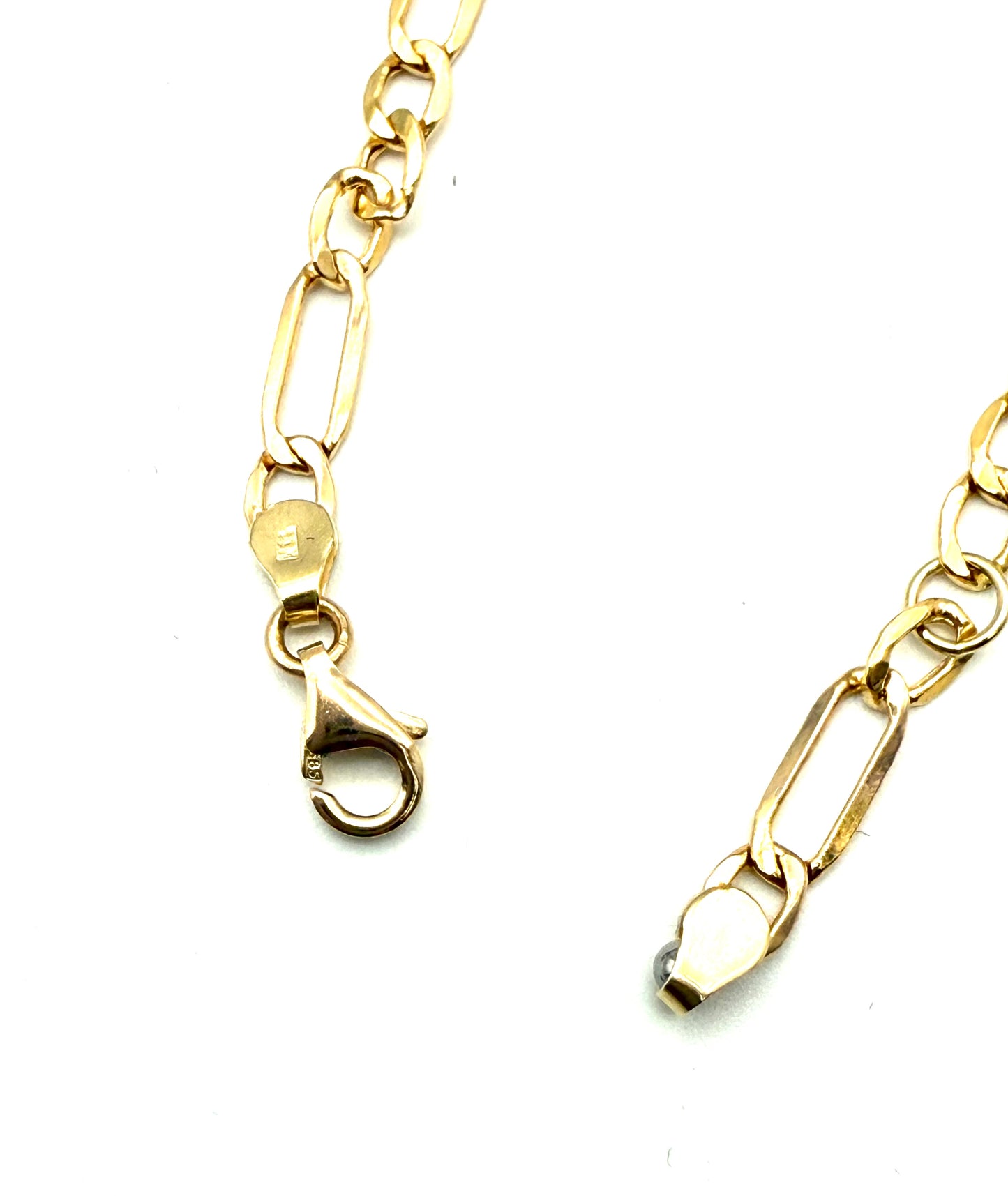 14K Solid Gold Figaro Chain ID Bracelet