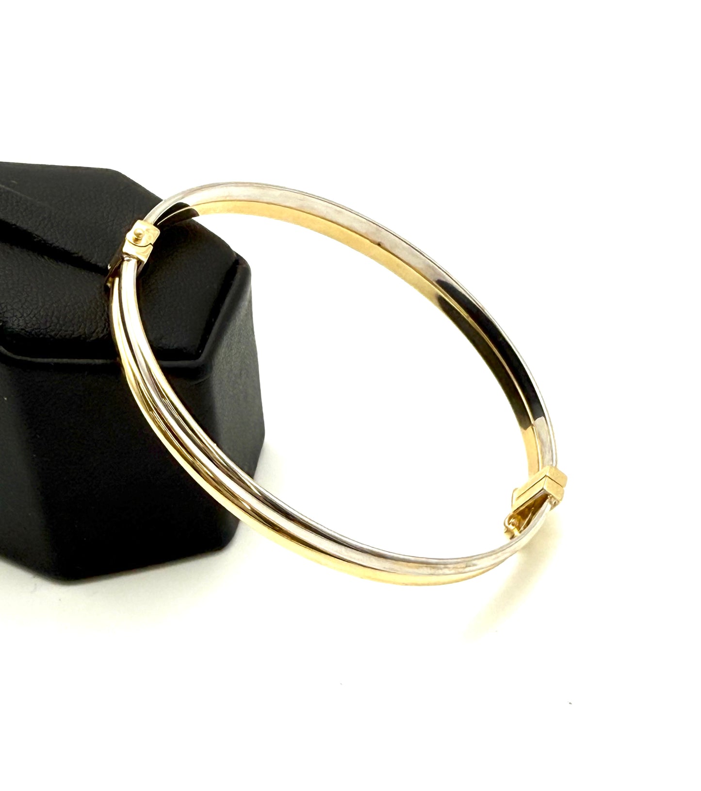 14K Solid Gold Two Tone Bangle