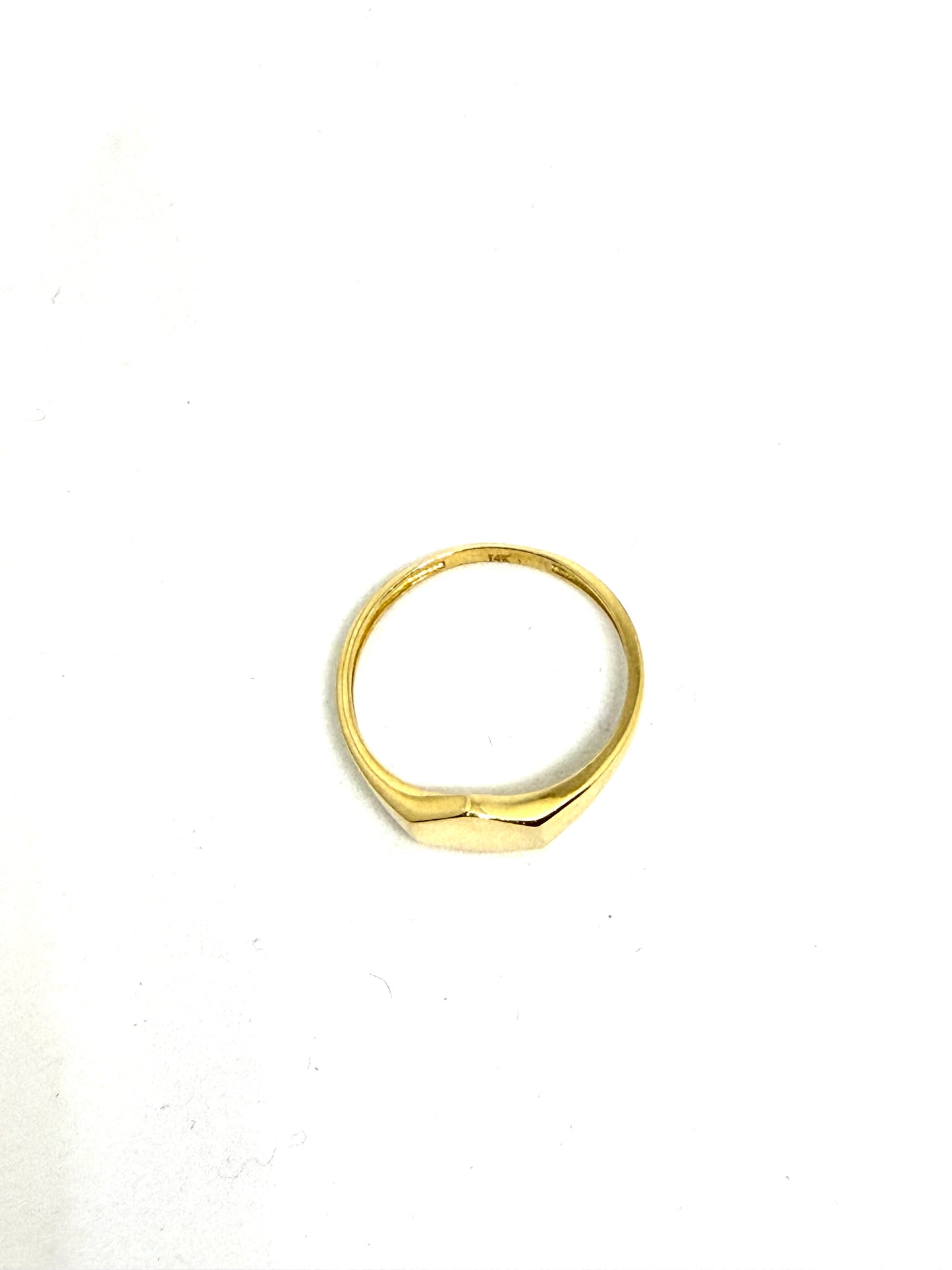 14K Solid Gold Hexagon Signet Ring