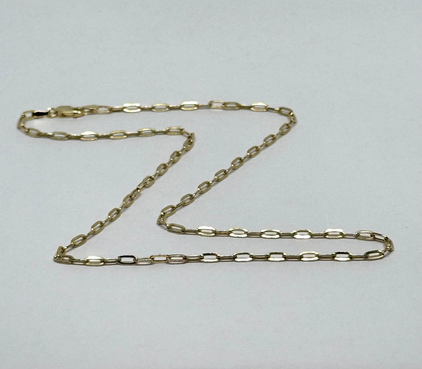14K Solid Gold Paper clip Chain Necklace