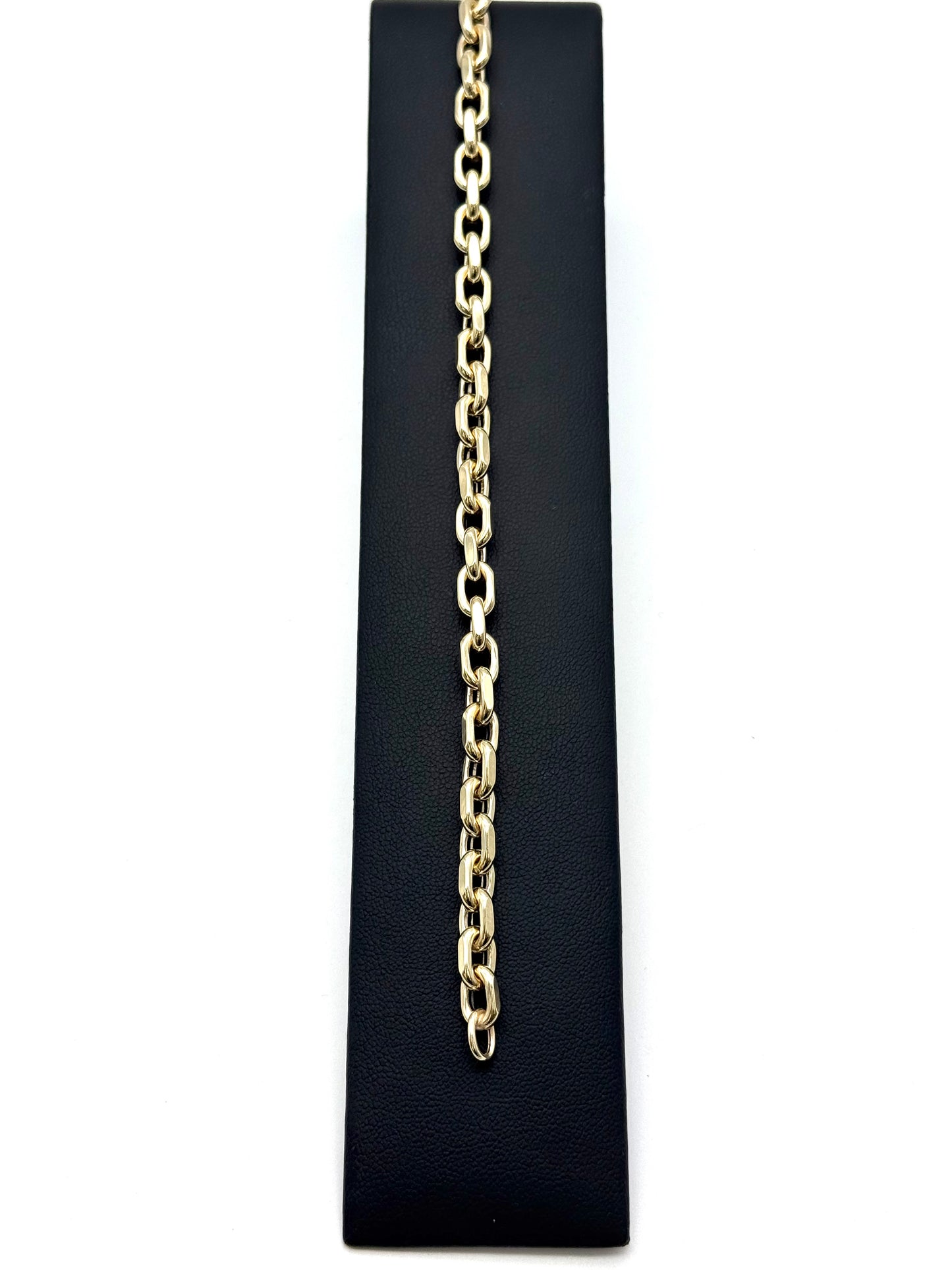 14K Solid Gold Thick Flat Cable Chain Bracelet