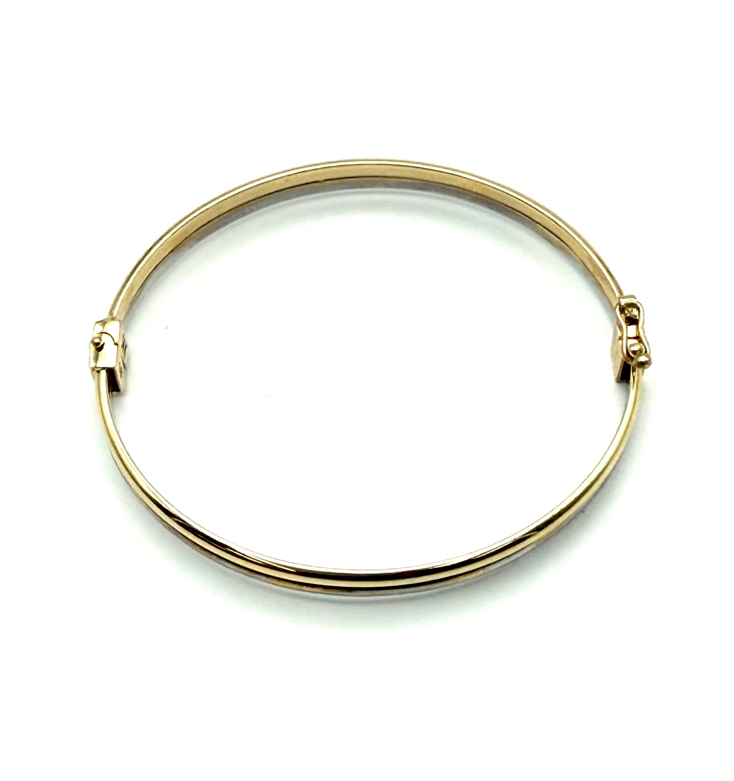 14K Solid Gold Two Tone Bangle