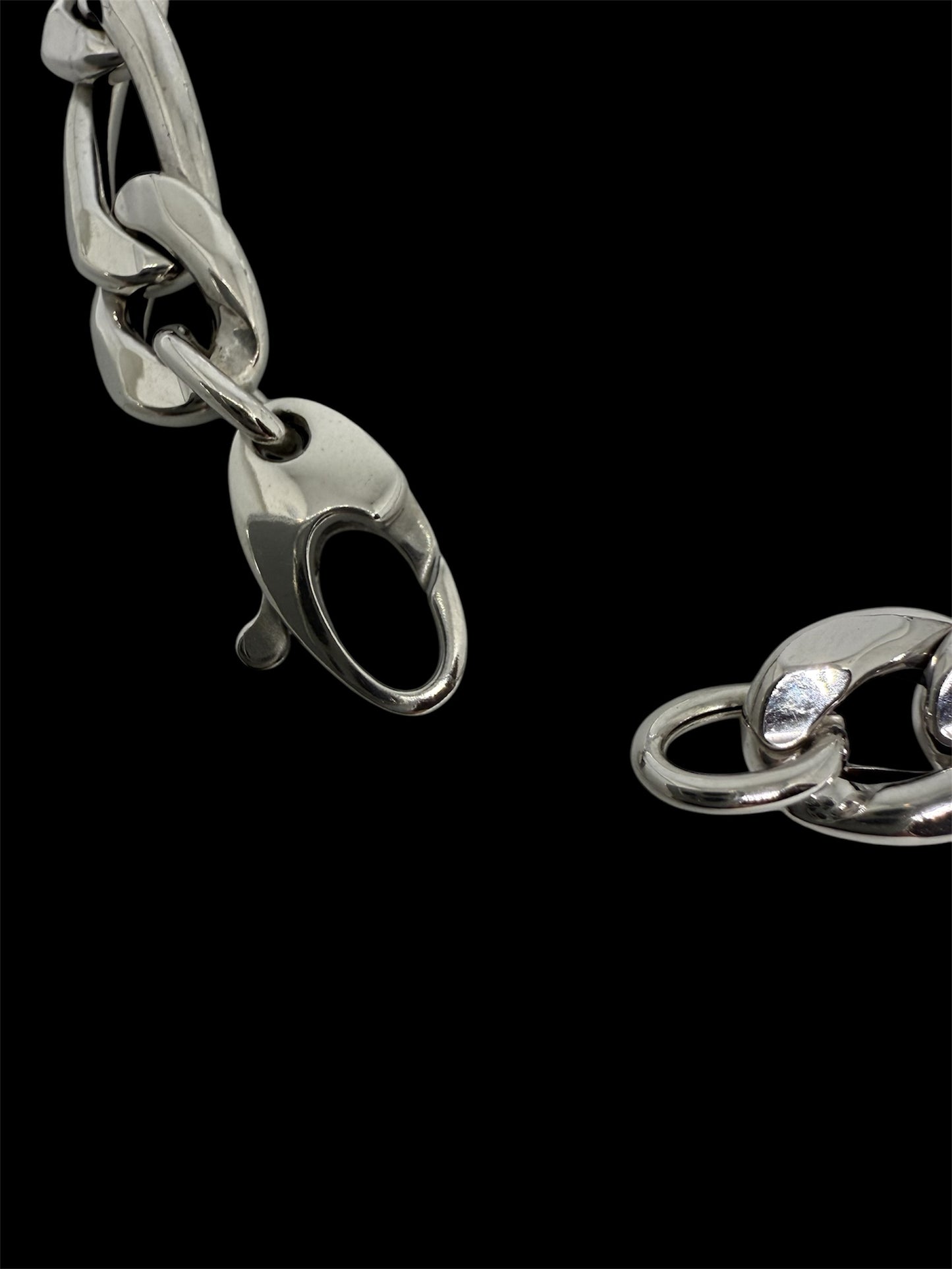 14K Solid White Gold Figaro Chain Bracelet