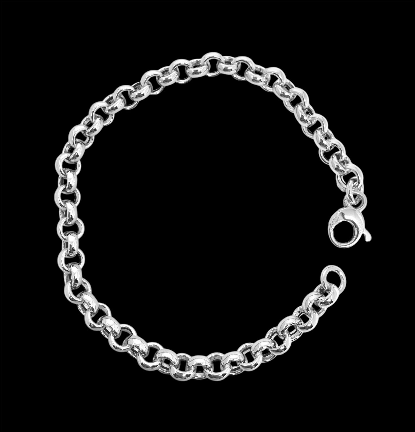14K Solid White Gold Rolo Chain Bracelet