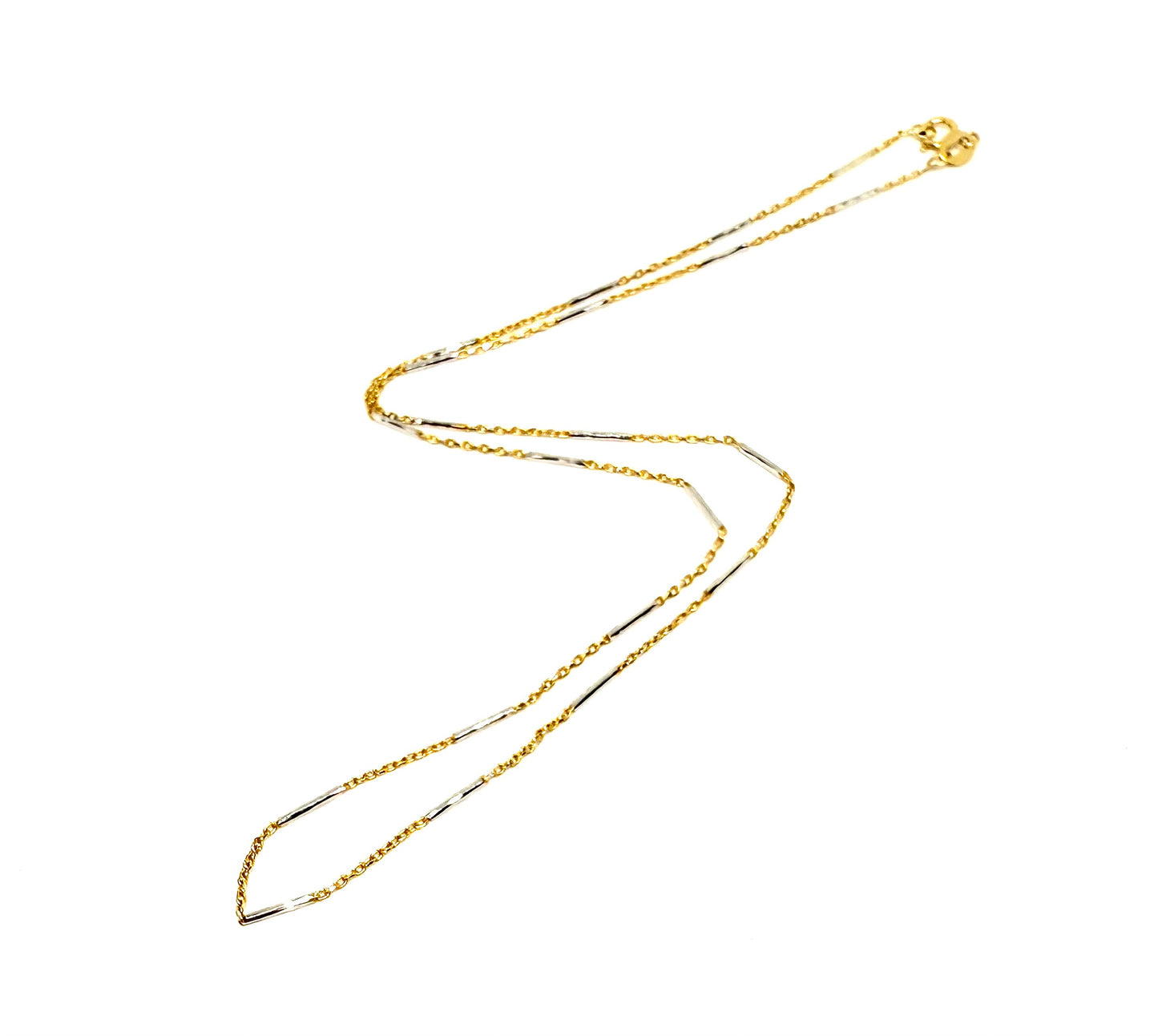 14K Solid Gold Two Tone Tube Cable Chain necklace