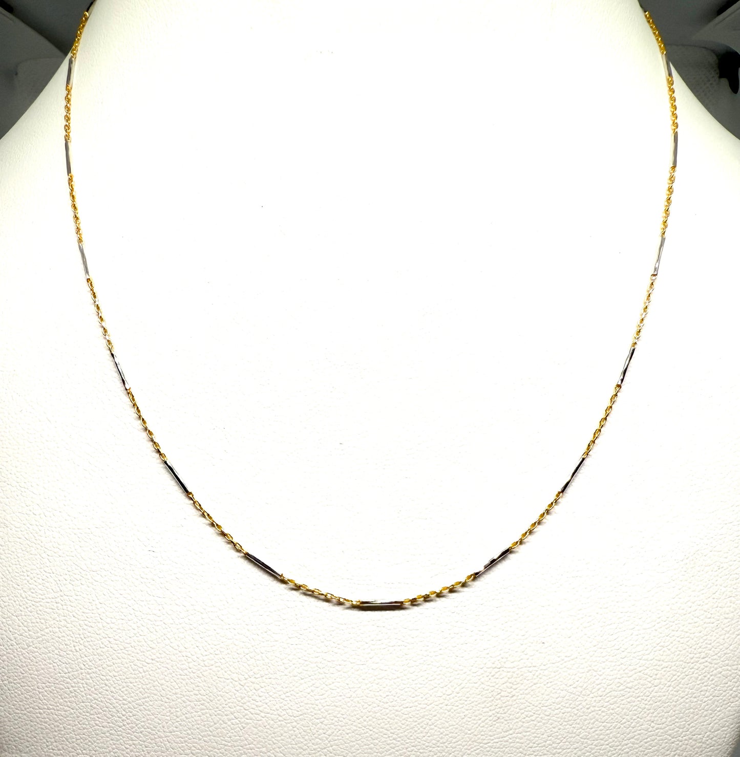 14K Solid Gold Two Tone Tube Cable Chain necklace