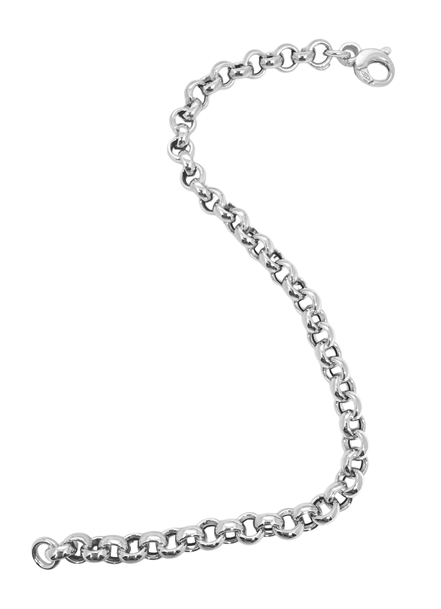 14K Solid White Gold Rolo Chain Bracelet