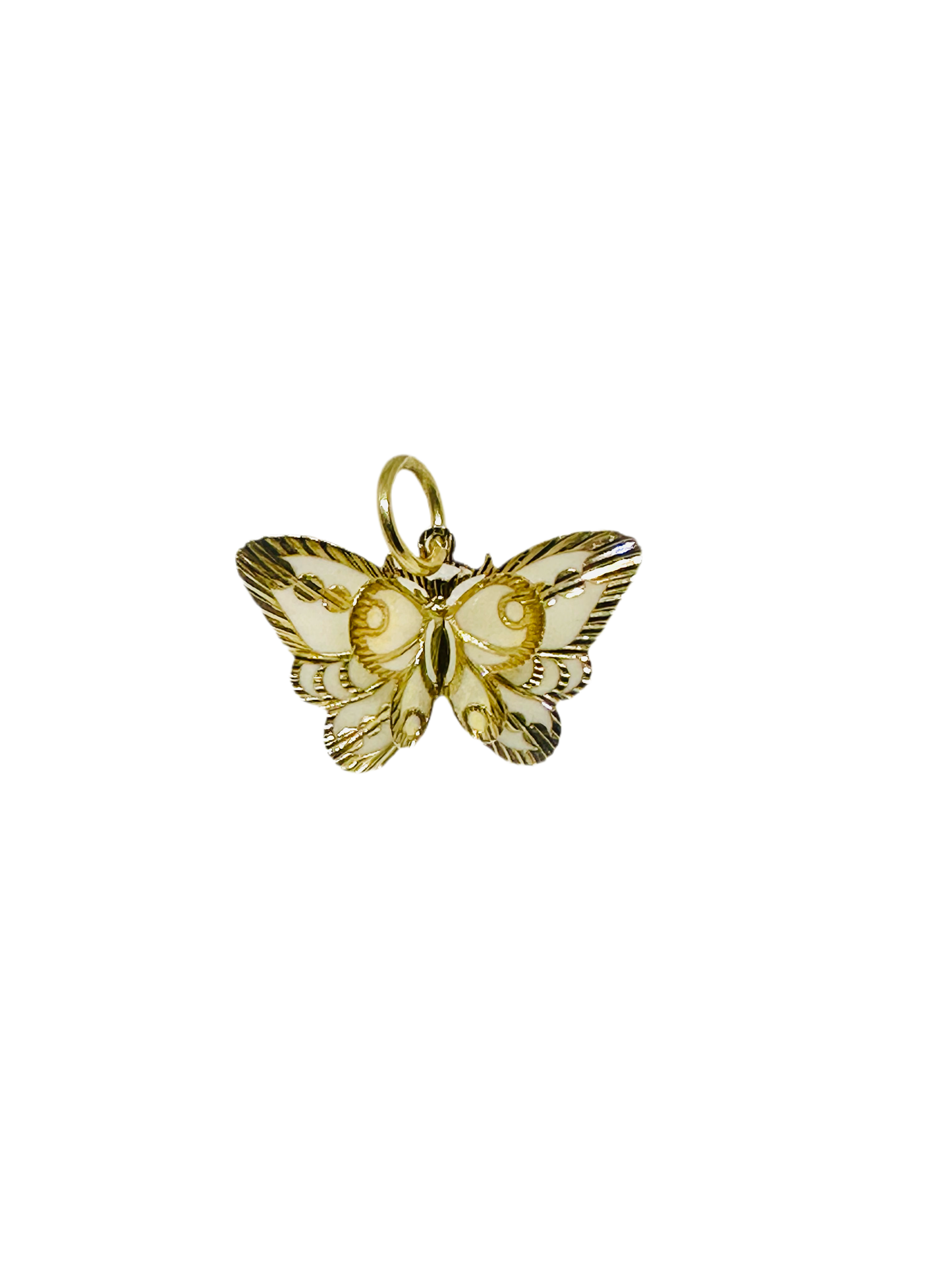 14K Solid Gold 3D Enamel Small Butterfly Pendant