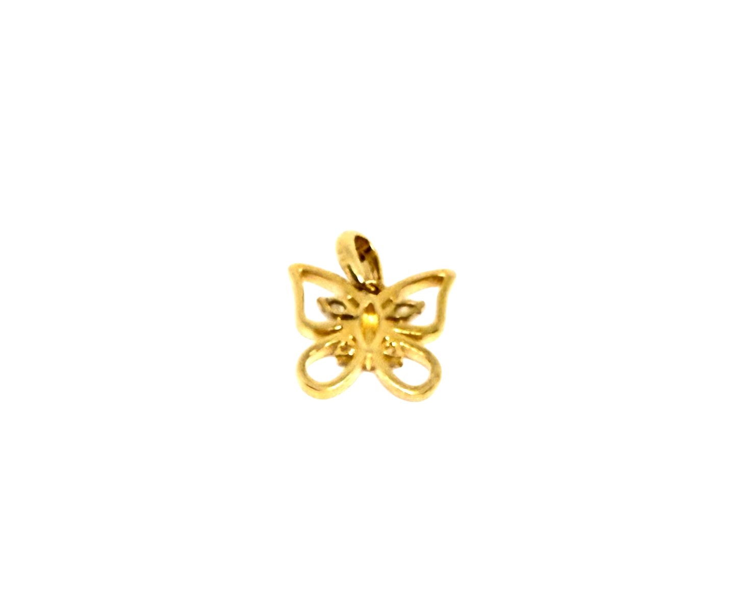 14K Solid Gold Butterfly with CZ Pendant