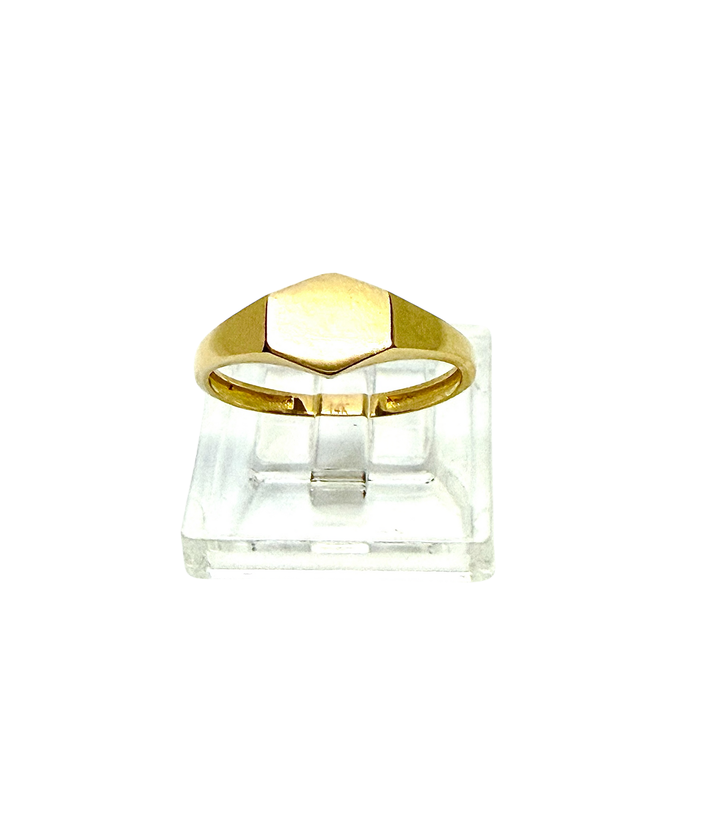 14K Solid Gold Hexagon Signet Ring