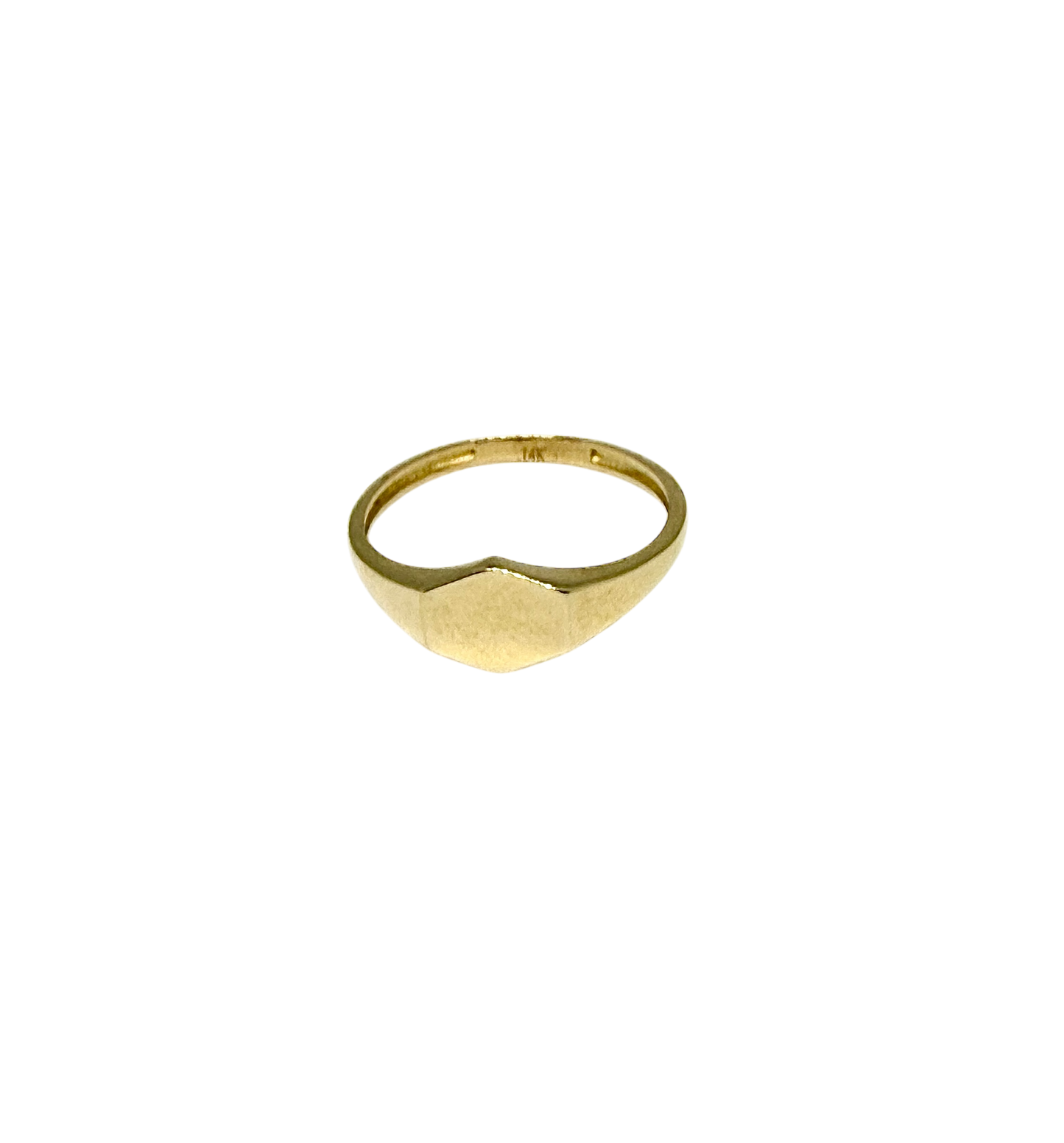 14K Solid Gold Hexagon Signet Ring