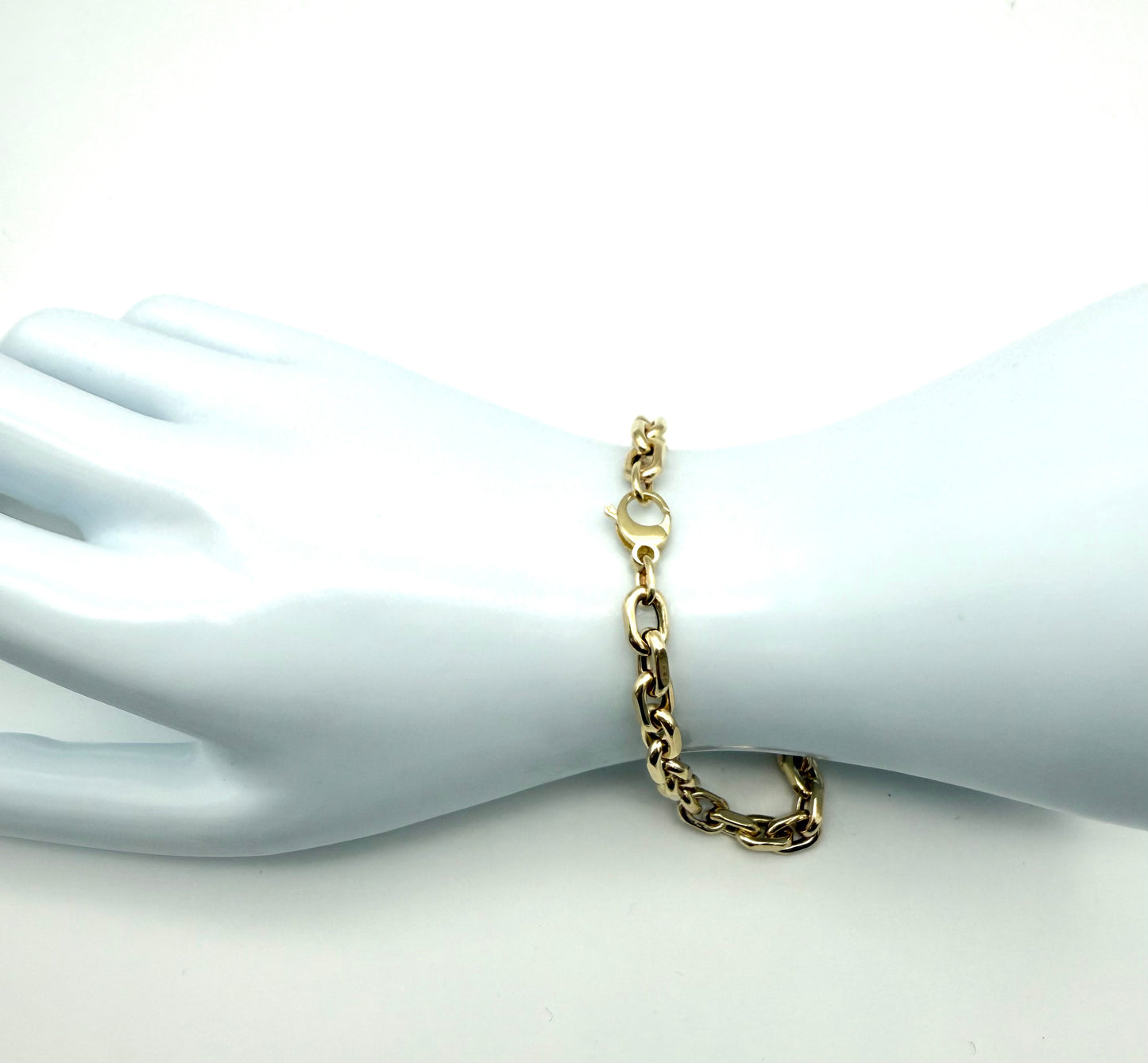 14K Solid Gold Thick Flat Cable Chain Bracelet