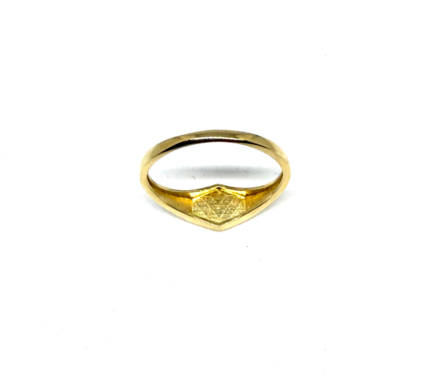14K Solid Gold Hexagon Signet Ring