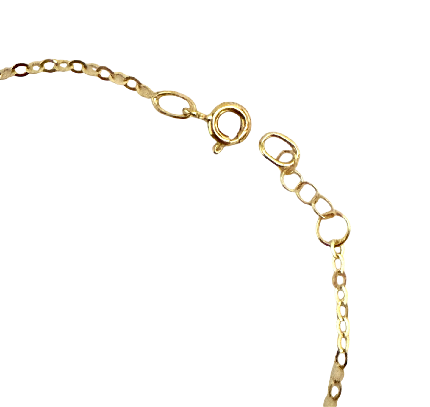 14K Solid Gold Cable Chain with Butterfly and White Beads Accent